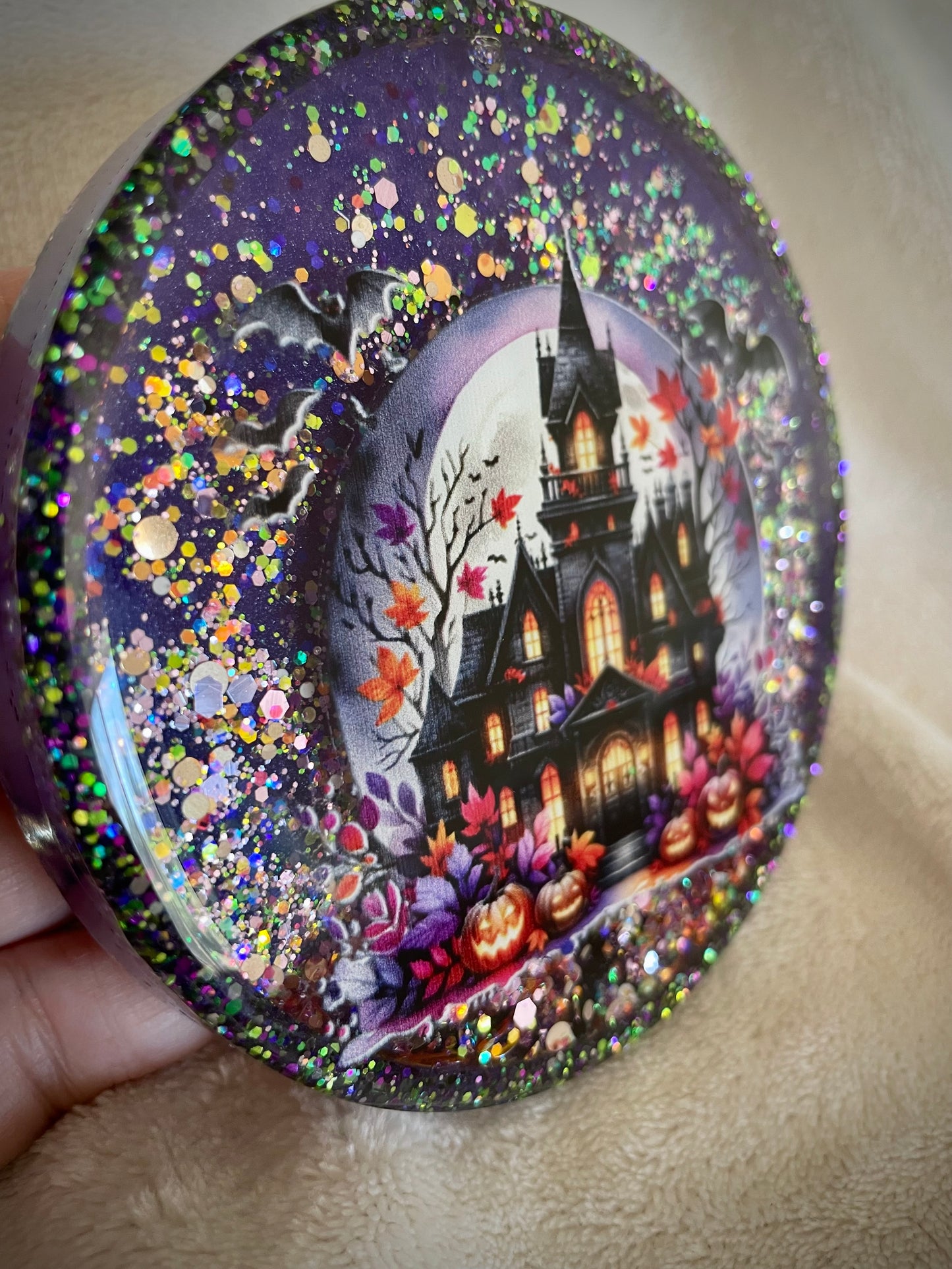 *Haunted House Snow Globe Coaster
