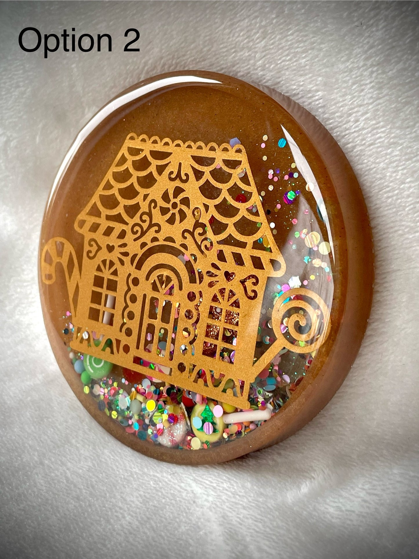 Light Brown Gingerbread House Snow Globe Coaster