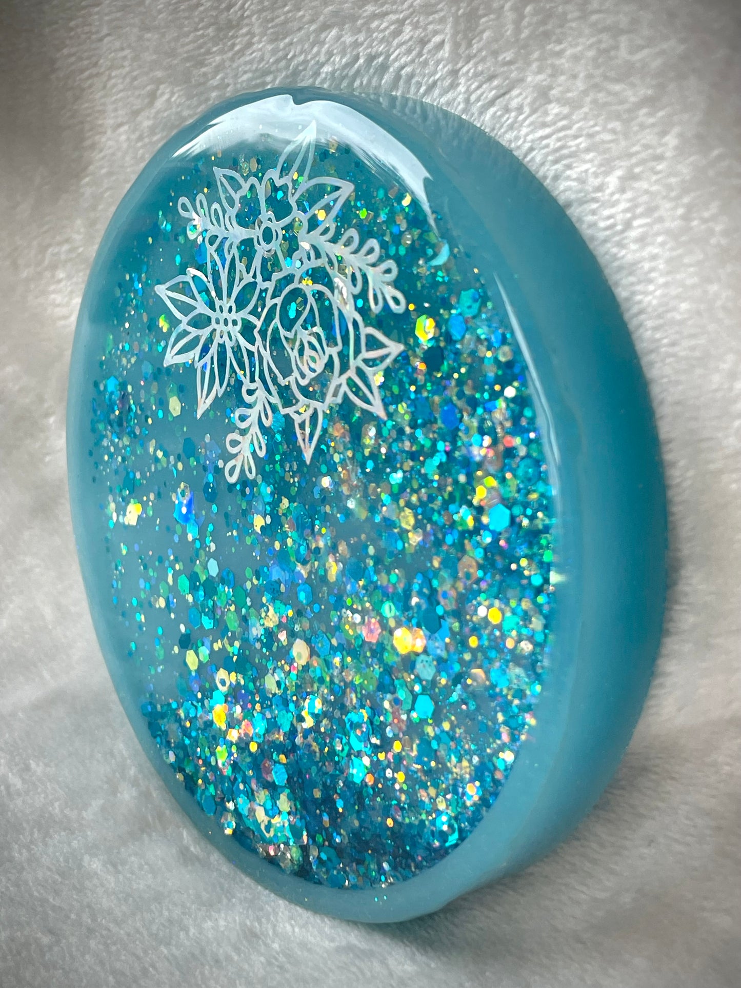 Holographic Floral Snow Globe Coasters