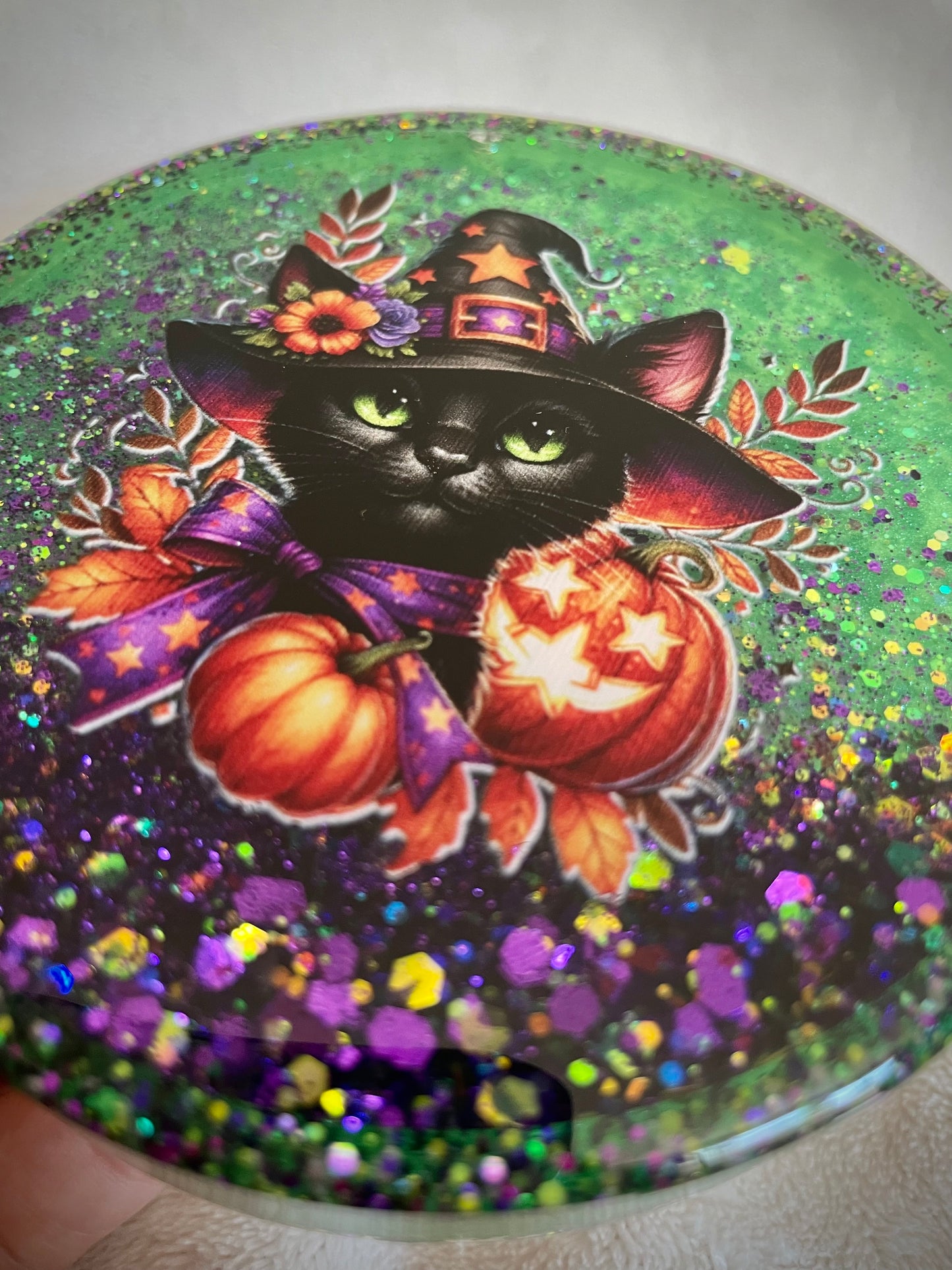 *Halloween Cat Snow Globe Coaster