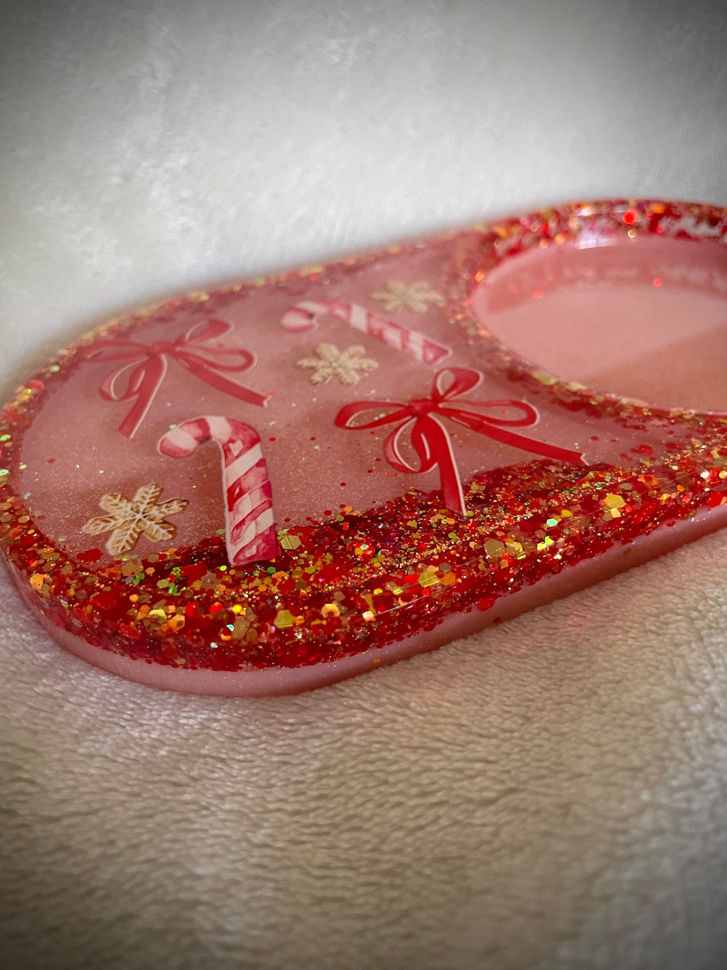 *Coquette Candy Cane XL Snow Globe Coaster, Option 2