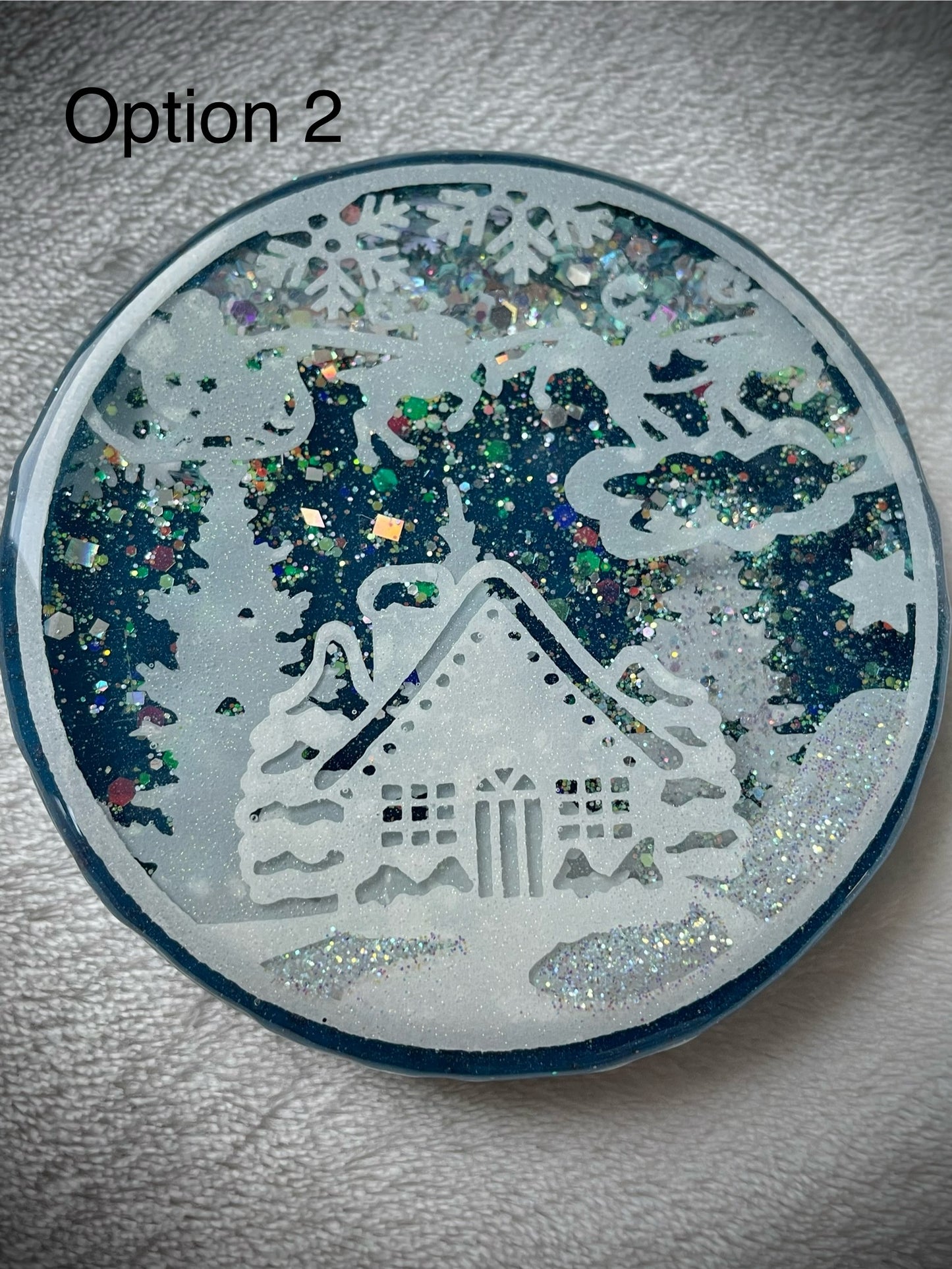 Christmas Cottage Snow Globe Coaster