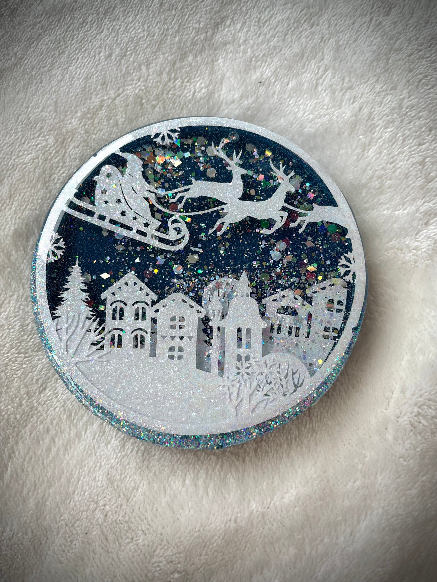 Santa Clause is Coming to Town Snow Globe Coaster, Style 1