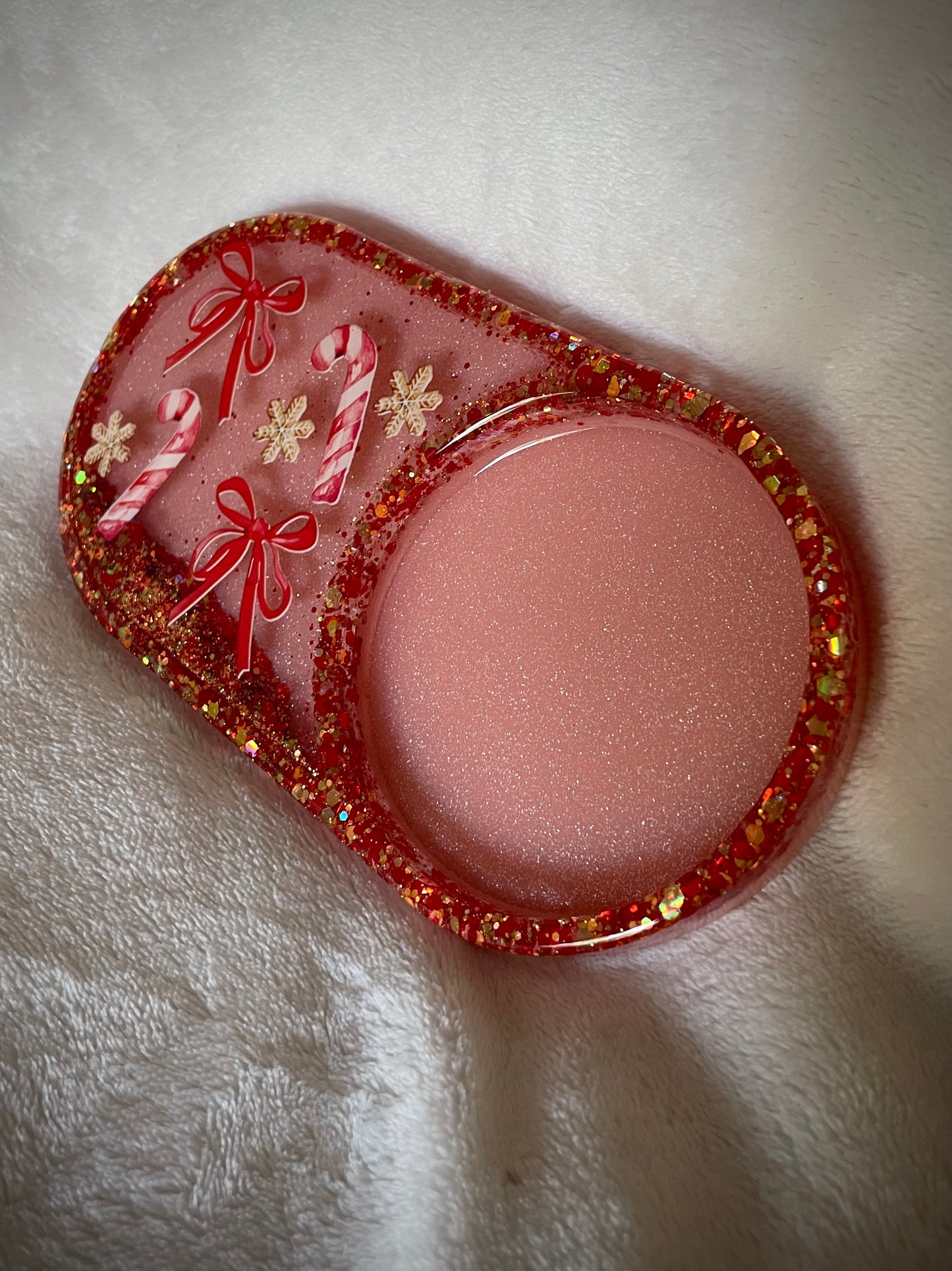 *Coquette Candy Cane XL Snow Globe Coaster, Option 2