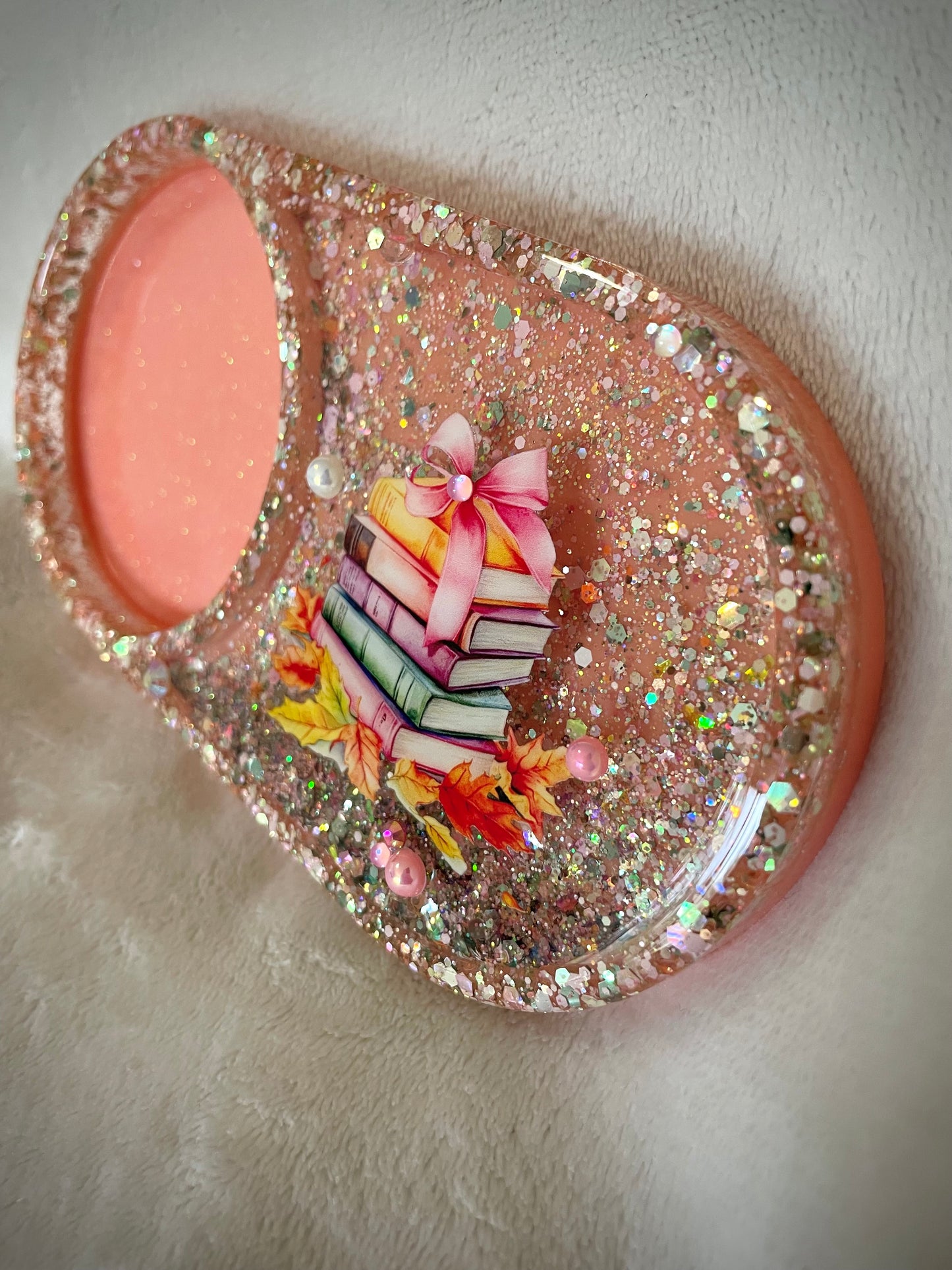 *Autumn Book Stack XL Snow Globe Coaster