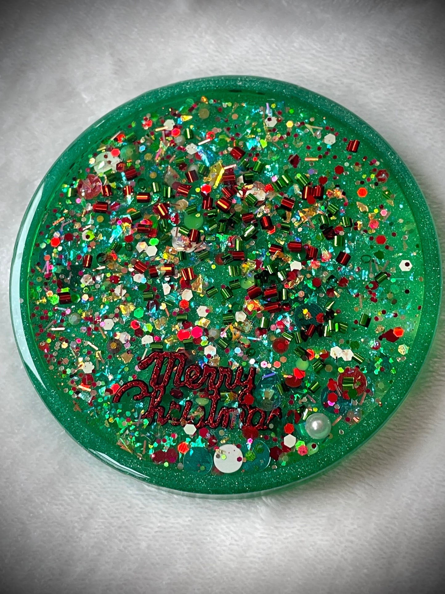 Merry Christmas Snow Globe Coaster