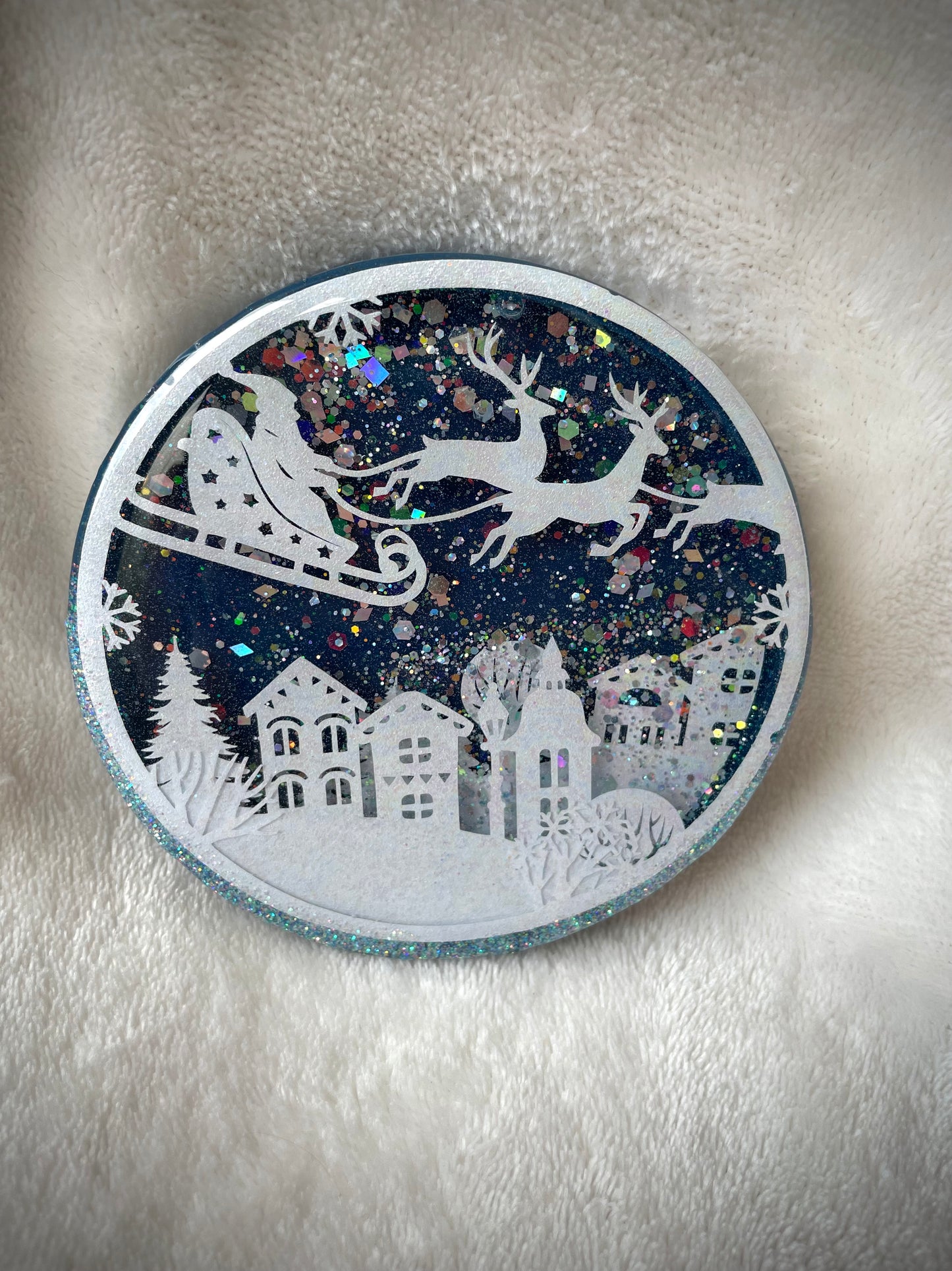 Santa Clause is Coming to Town Snow Globe Coaster, Style 1