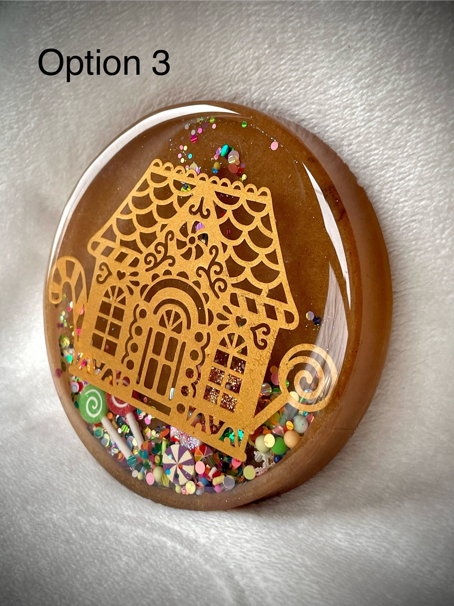 Light Brown Gingerbread House Snow Globe Coaster