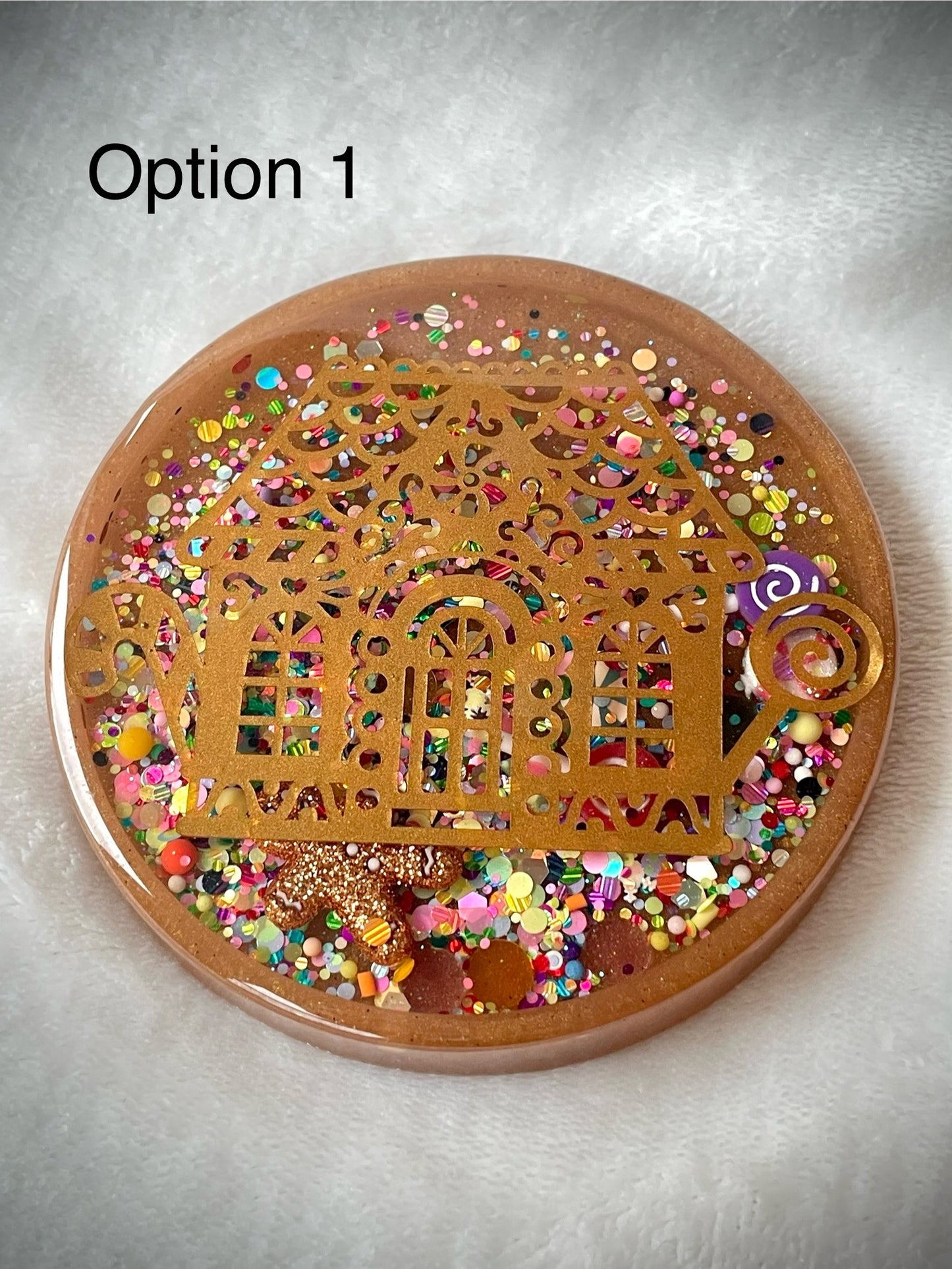 Light Brown Gingerbread House Snow Globe Coaster