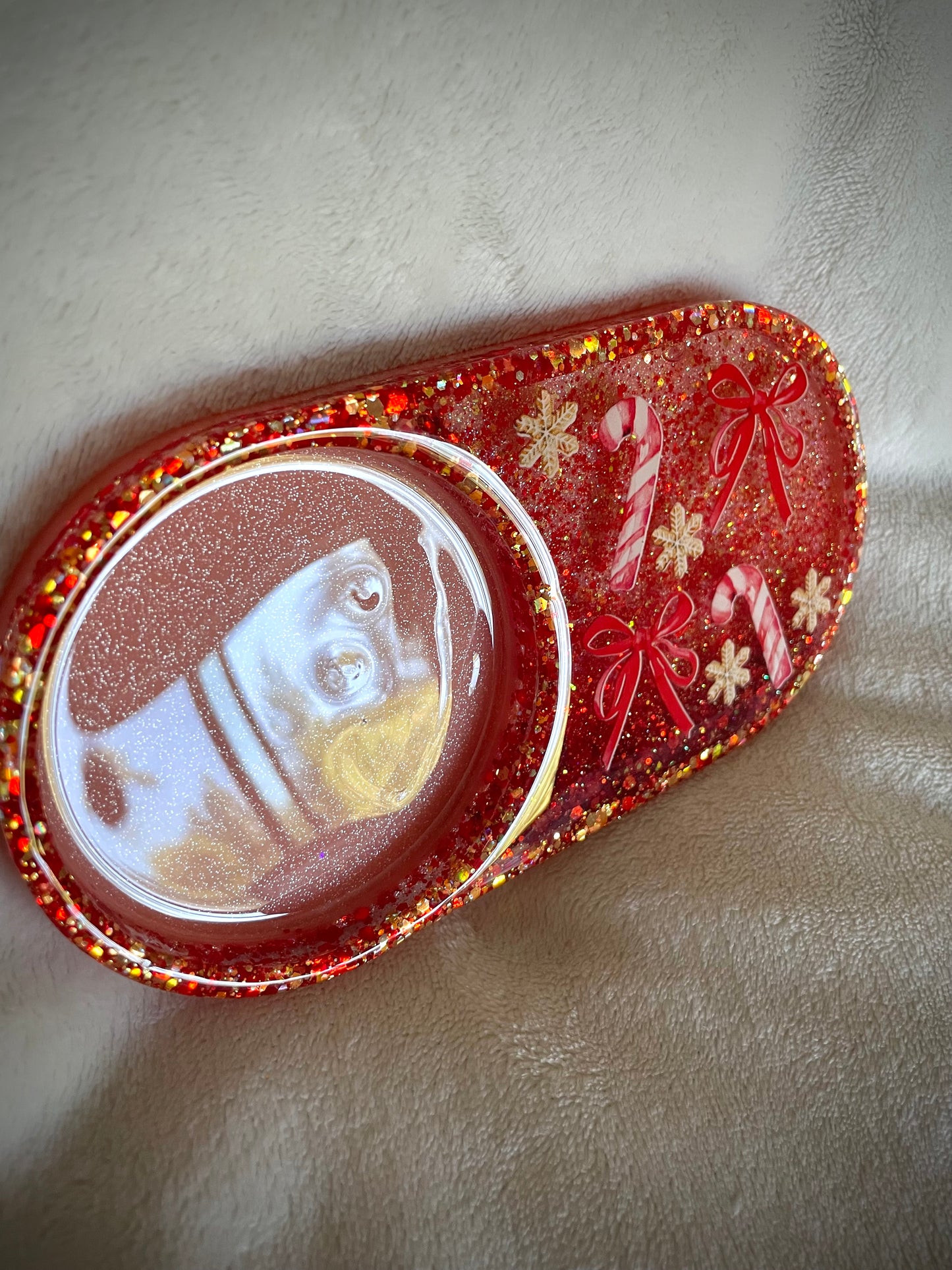 *Coquette Candy Cane XL Snow Globe Coaster, Option 1/3