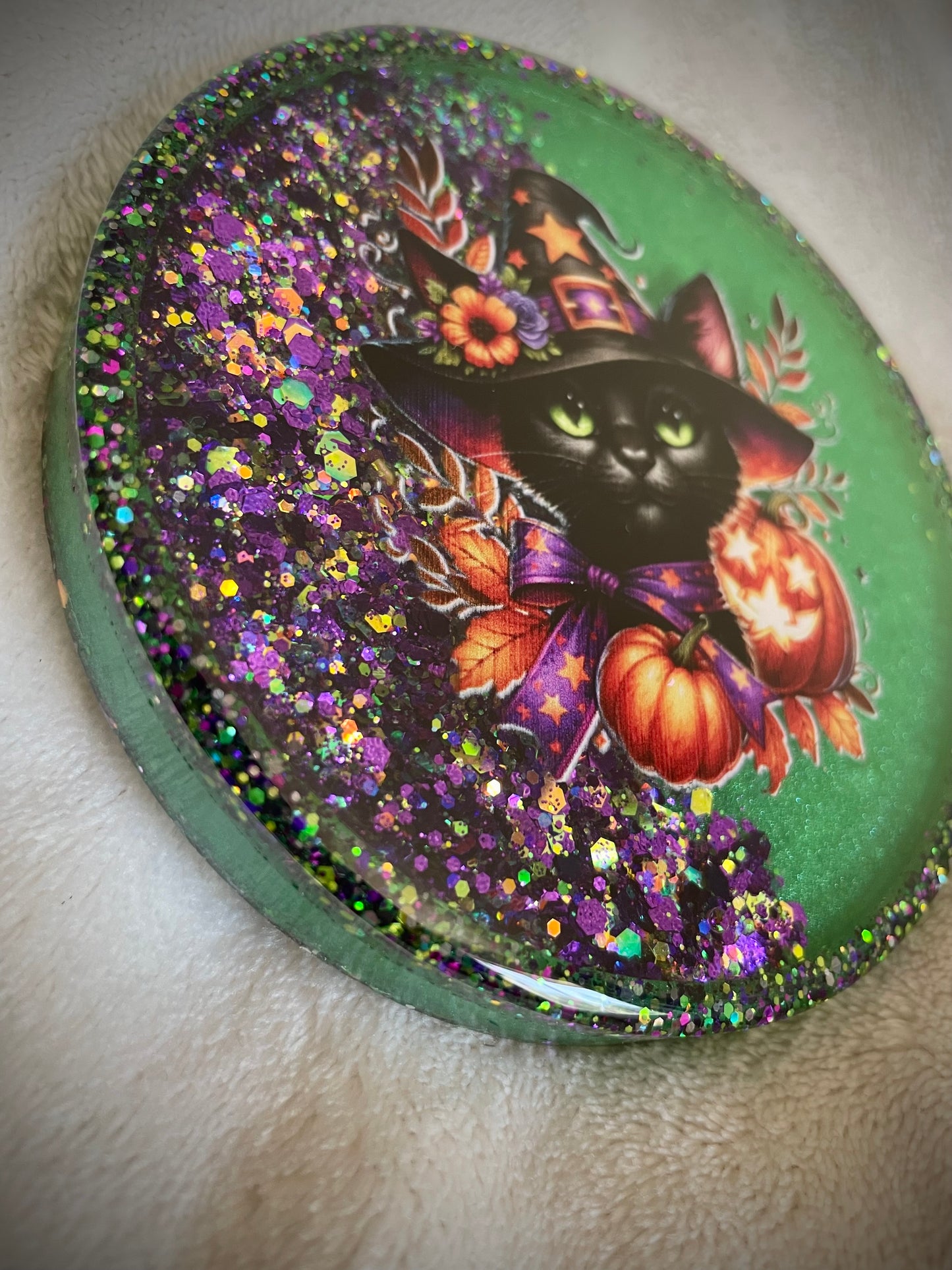 *Halloween Cat Snow Globe Coaster