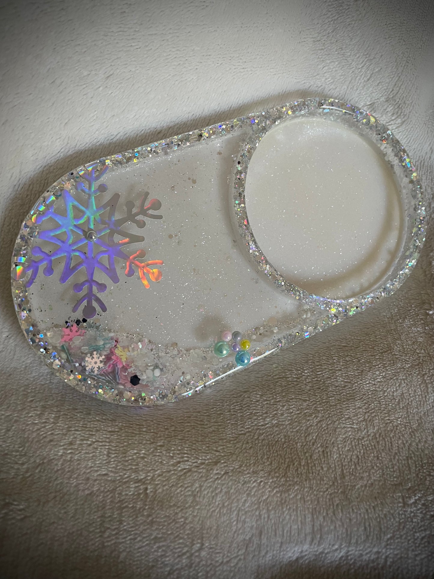 *Holo Snowflake XL Snow Globe Coaster