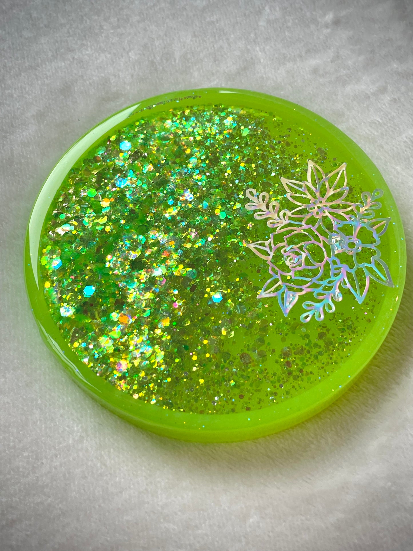 Holographic Floral Snow Globe Coasters