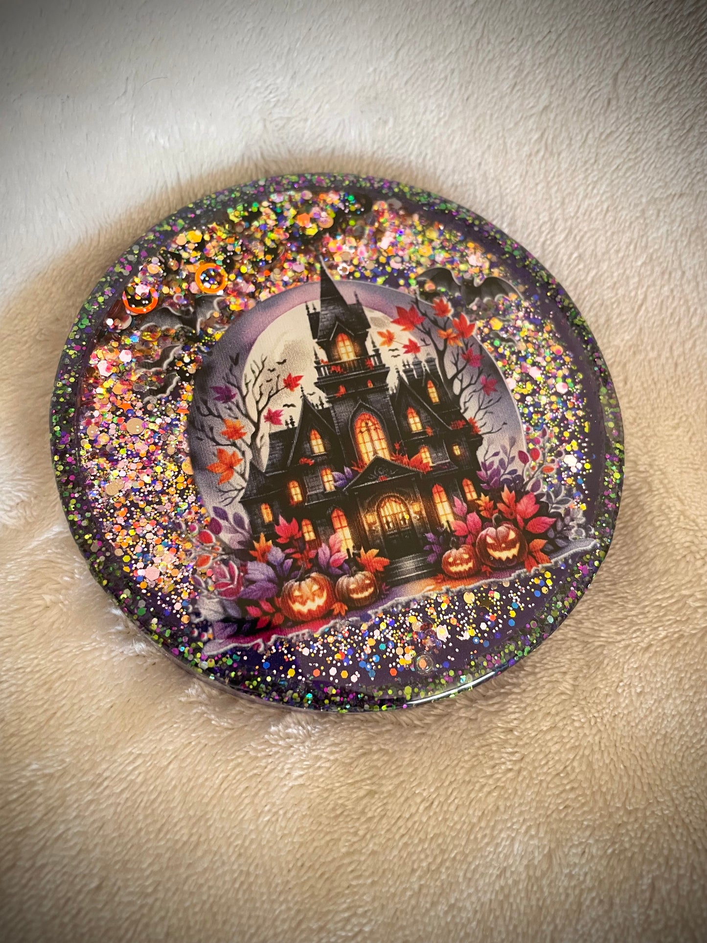 *Haunted House Snow Globe Coaster