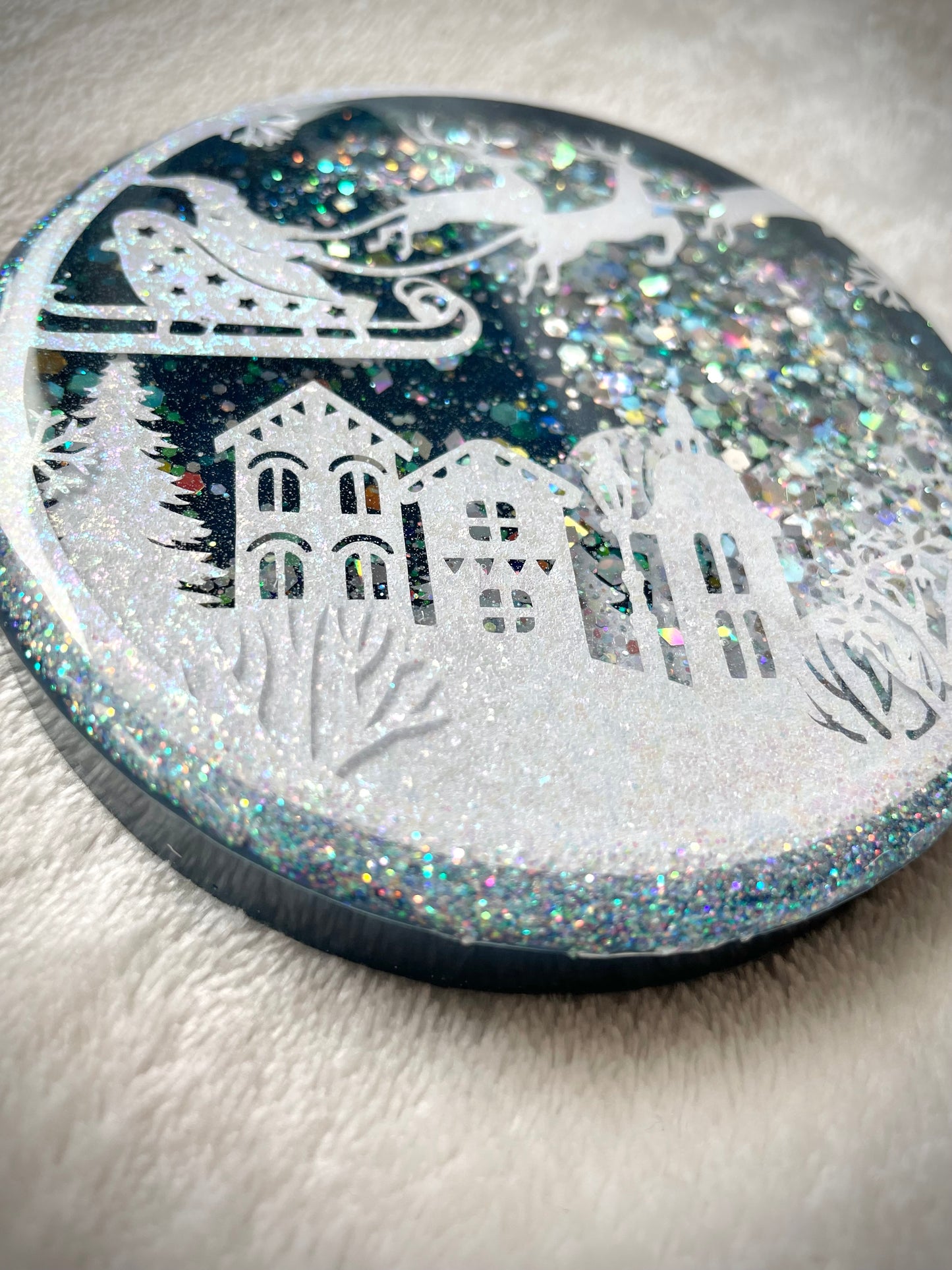 Santa Clause is Coming to Town Snow Globe Coaster, Style 1