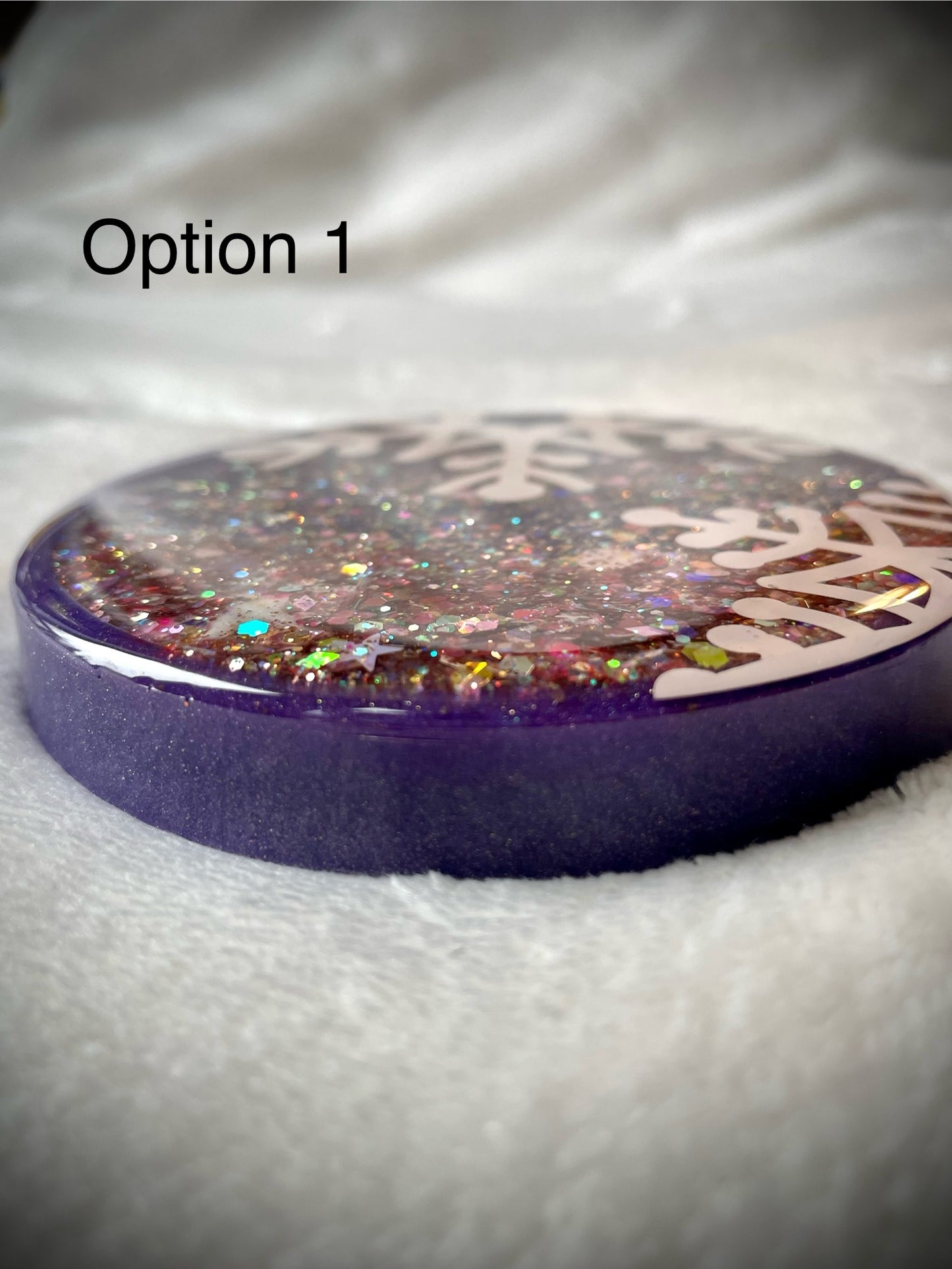 Purple & Pink Snowflake Snow Globe Coasters