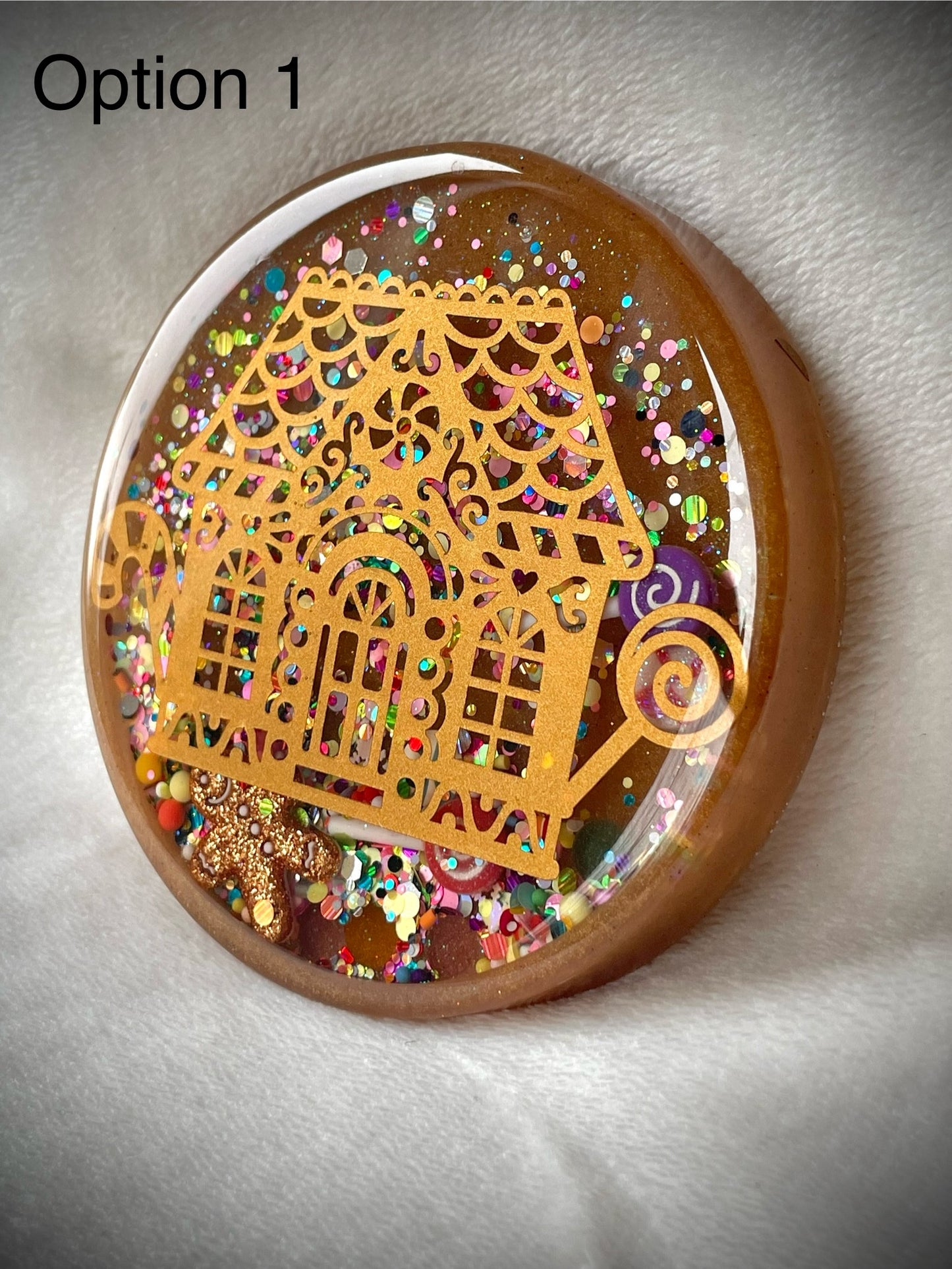 Light Brown Gingerbread House Snow Globe Coaster