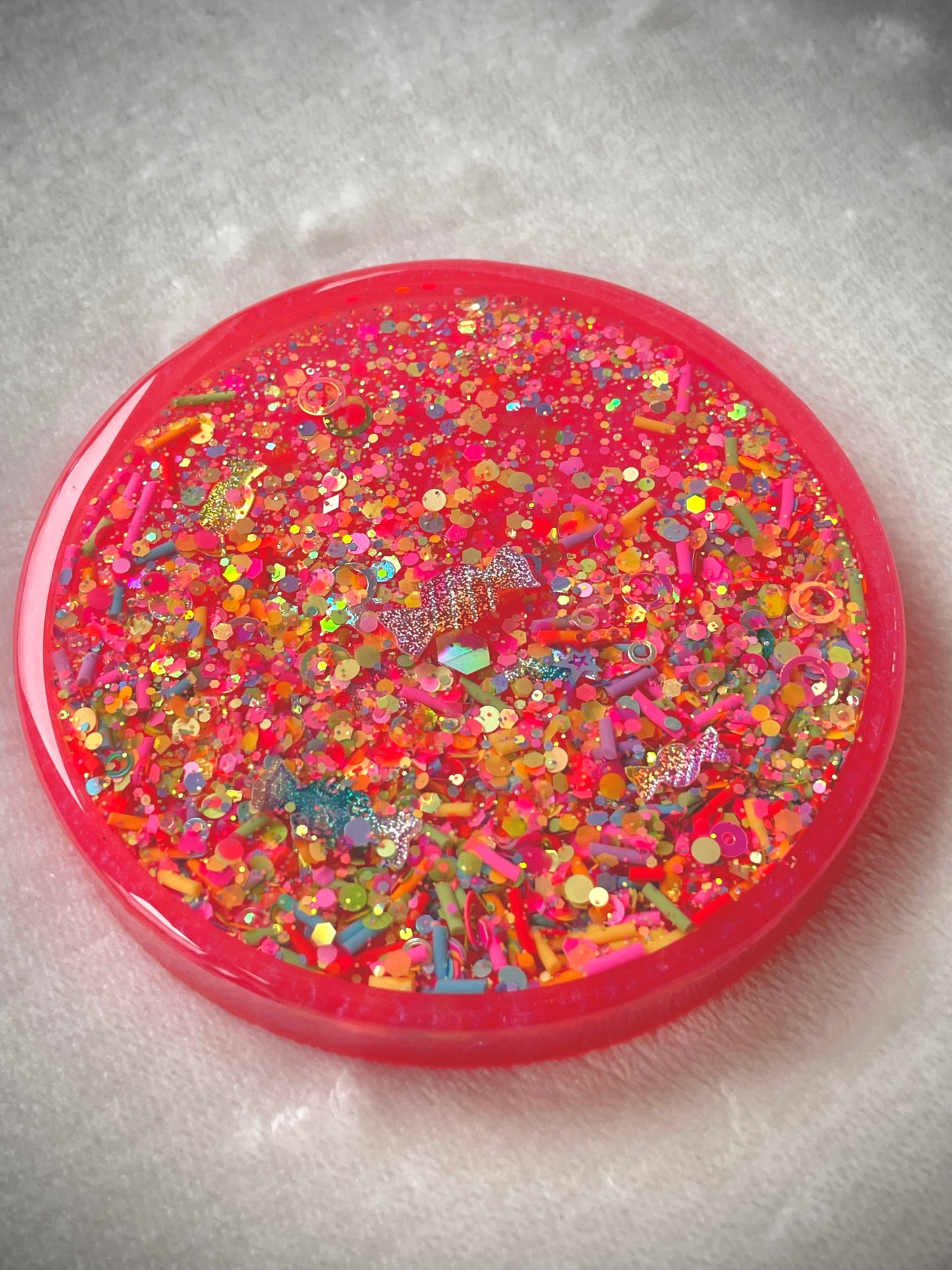 Neon Candy Snow Globe Coasters