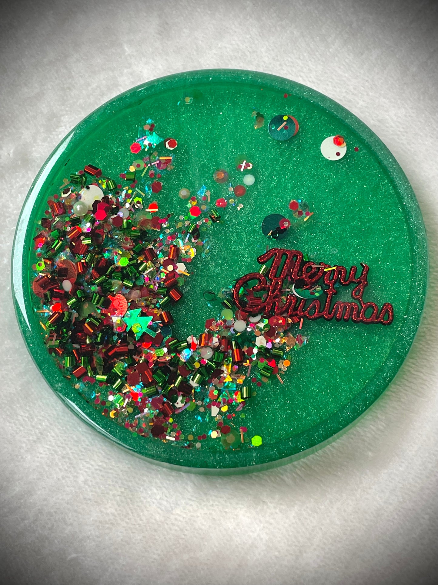 Merry Christmas Snow Globe Coaster