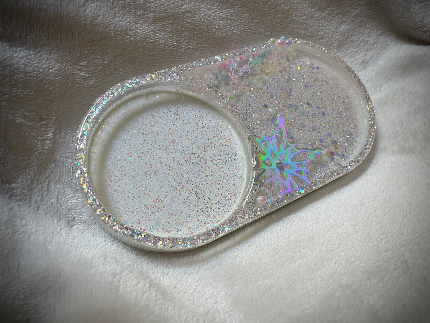 *Holo Snowflake XL Snow Globe Coaster