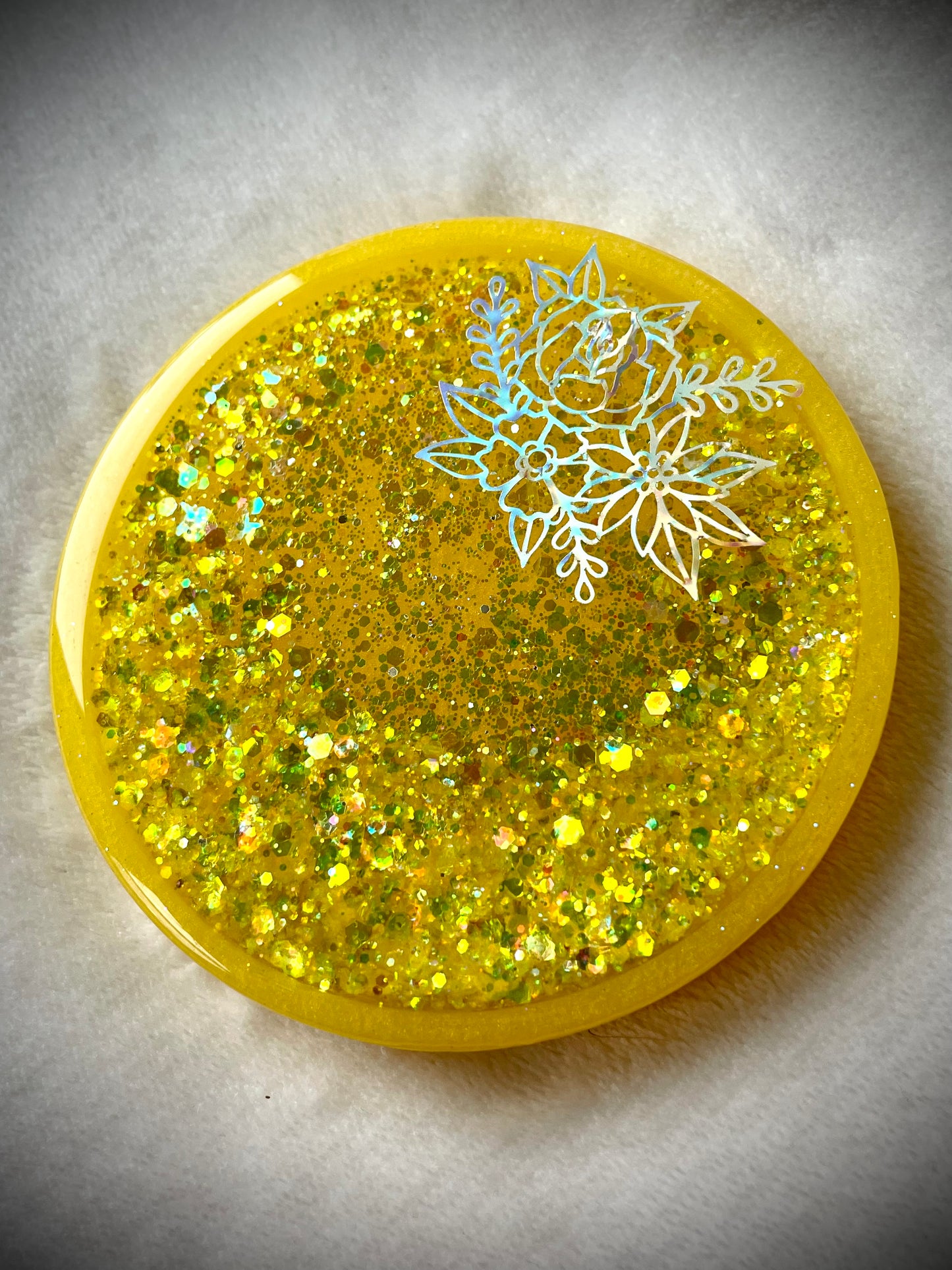 Holographic Floral Snow Globe Coasters