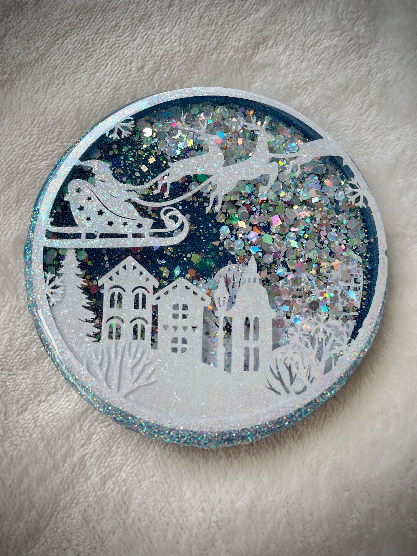 Santa Clause is Coming to Town Snow Globe Coaster, Style 1