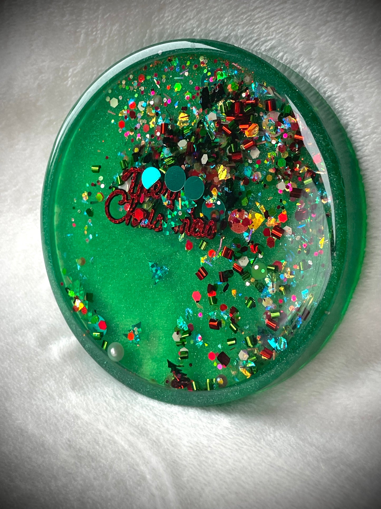 Merry Christmas Snow Globe Coaster