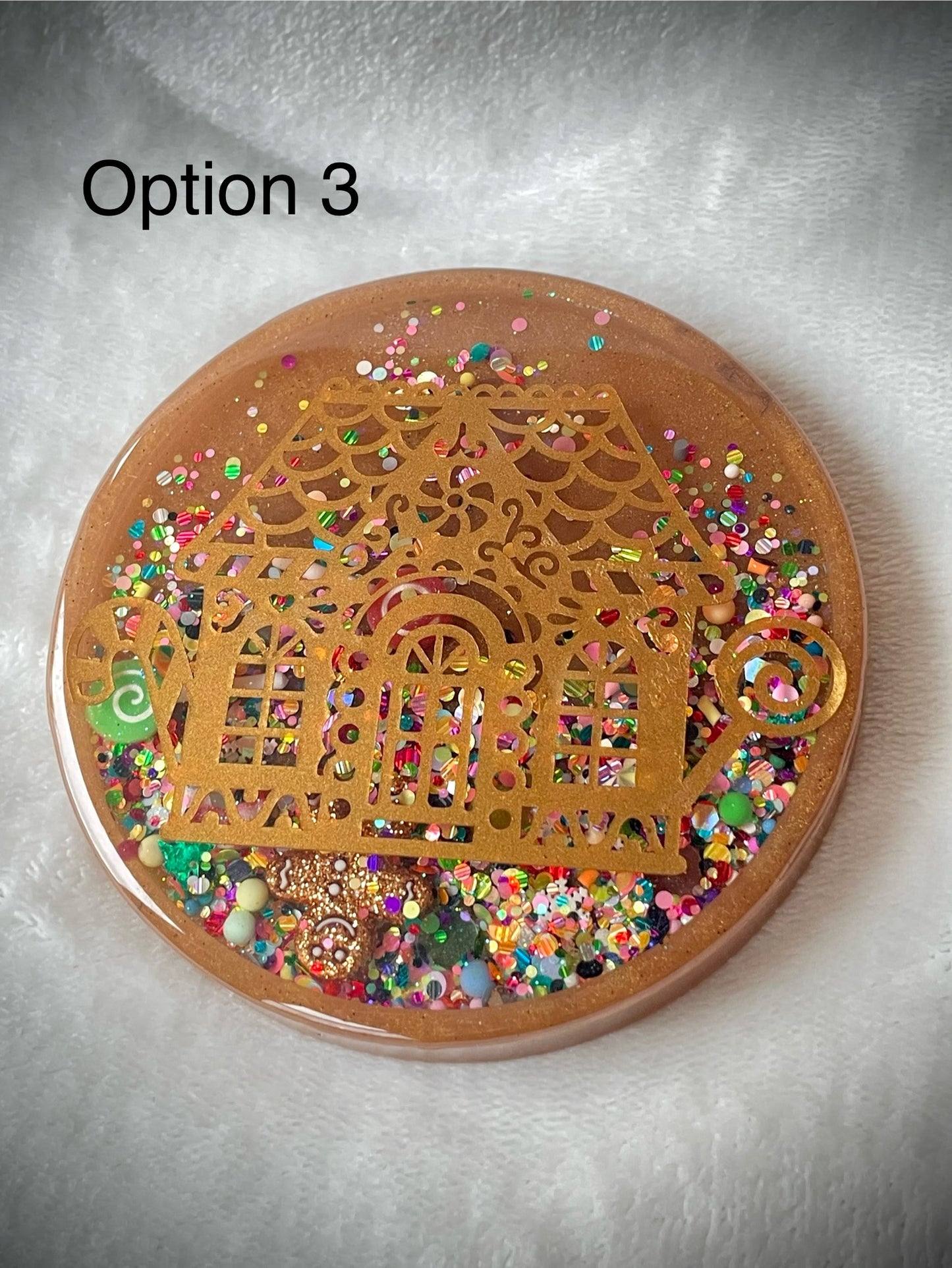 Light Brown Gingerbread House Snow Globe Coaster