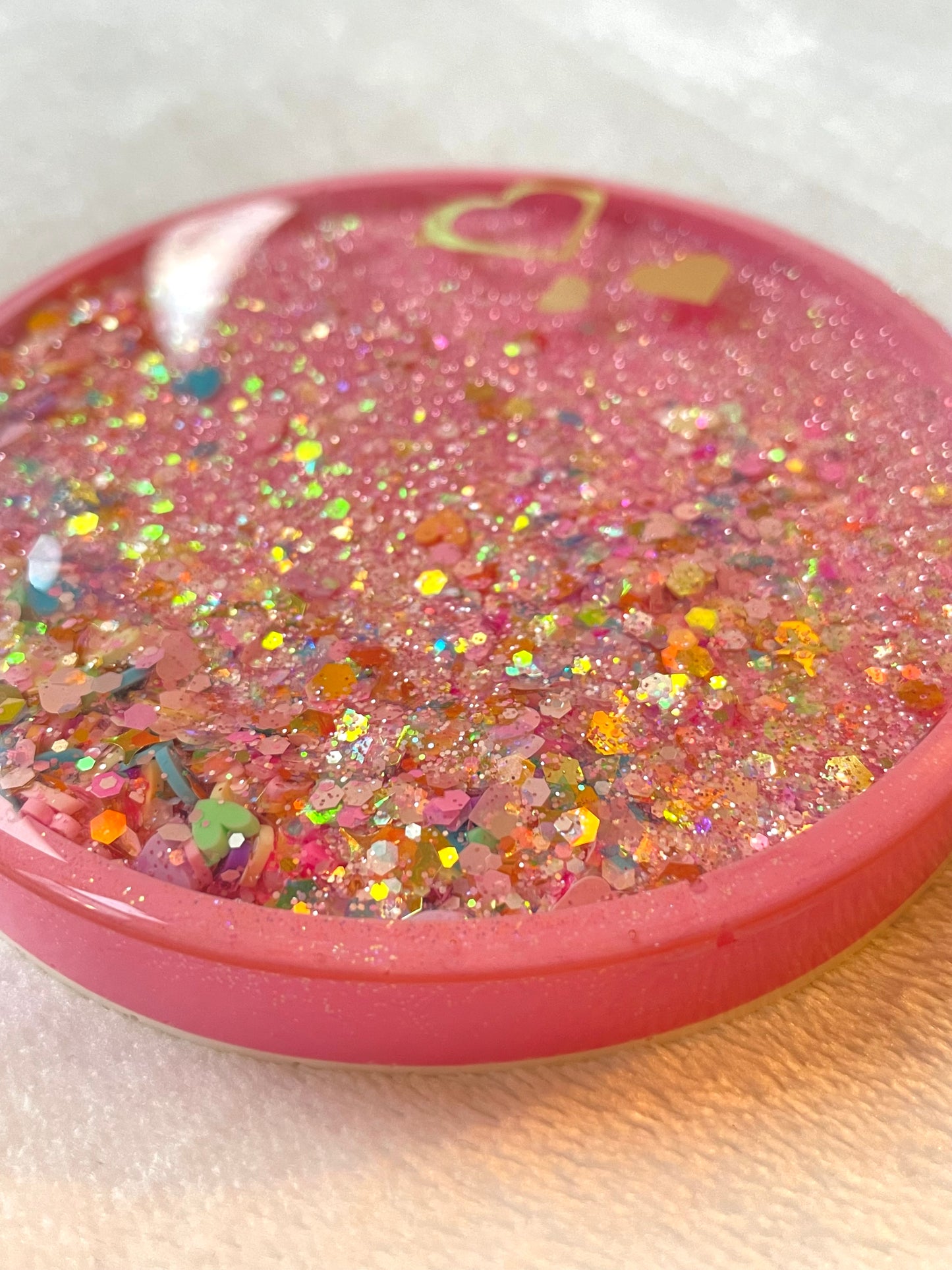 Pink Hearts Snow Globe Coaster