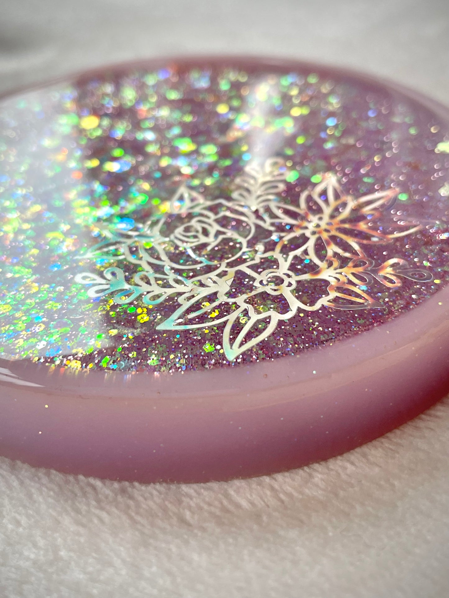 Holographic Floral Snow Globe Coasters