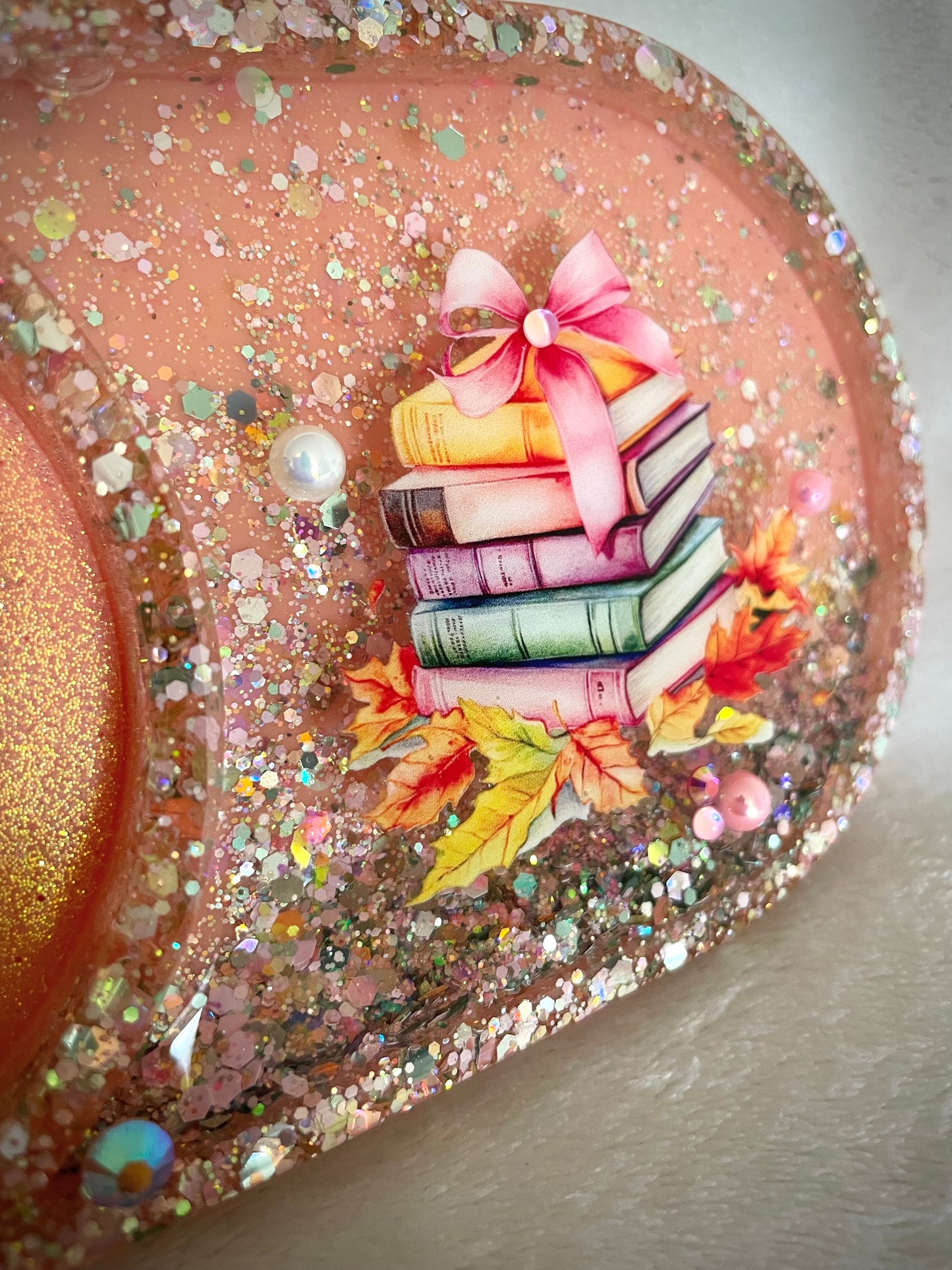 *Autumn Book Stack XL Snow Globe Coaster