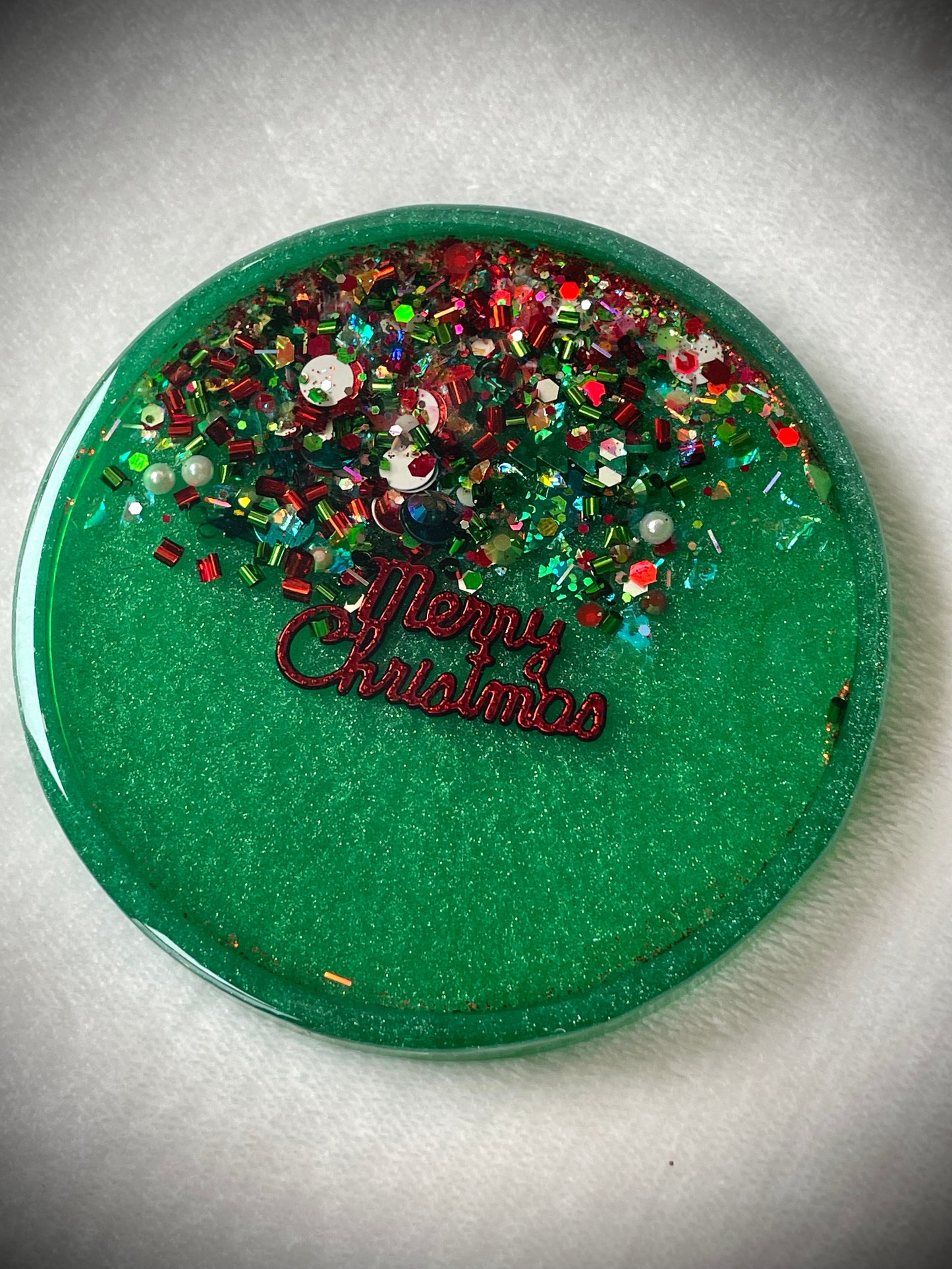 Merry Christmas Snow Globe Coaster