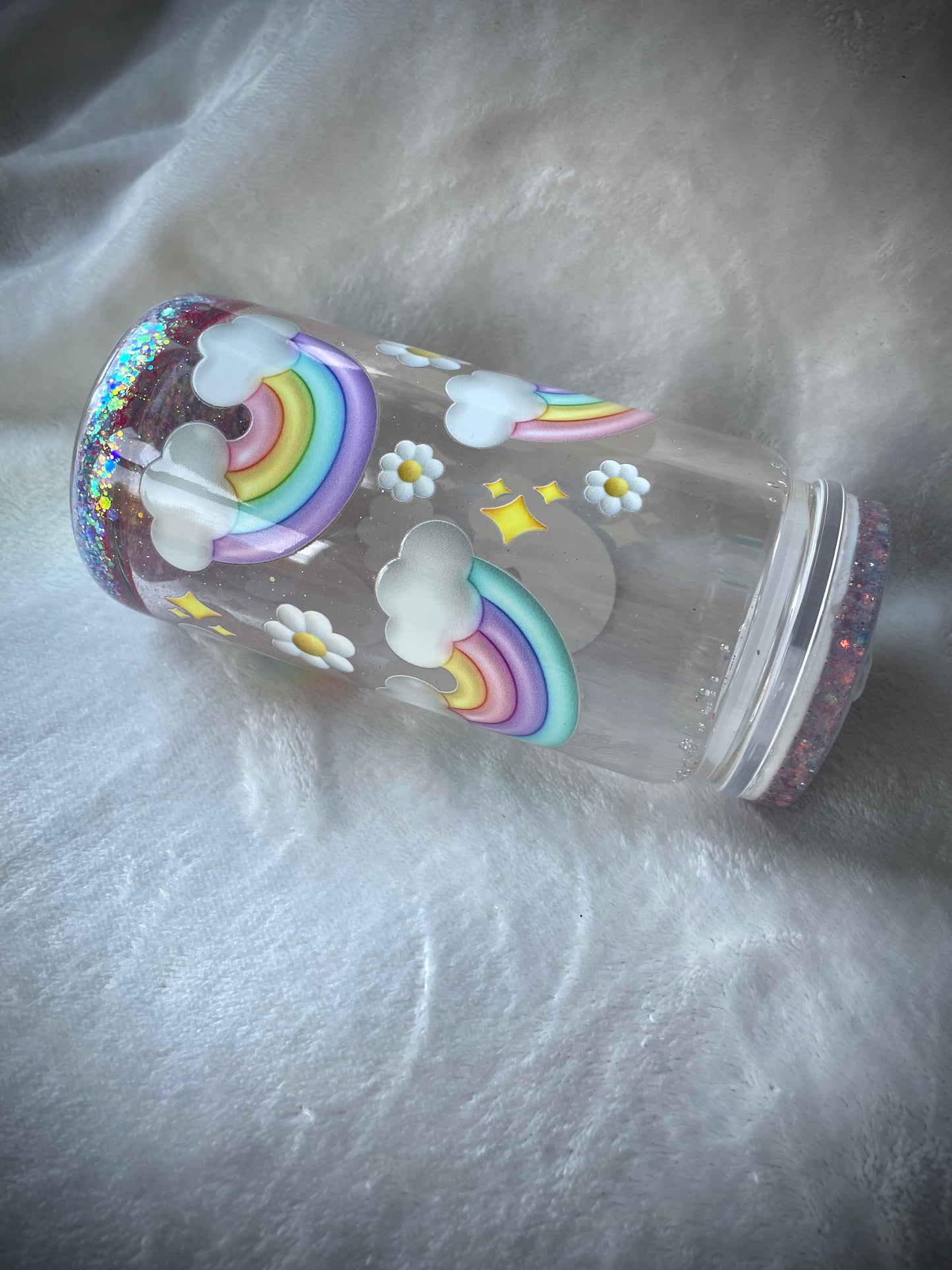 Rainbow Glass Snow Globe Tumbler