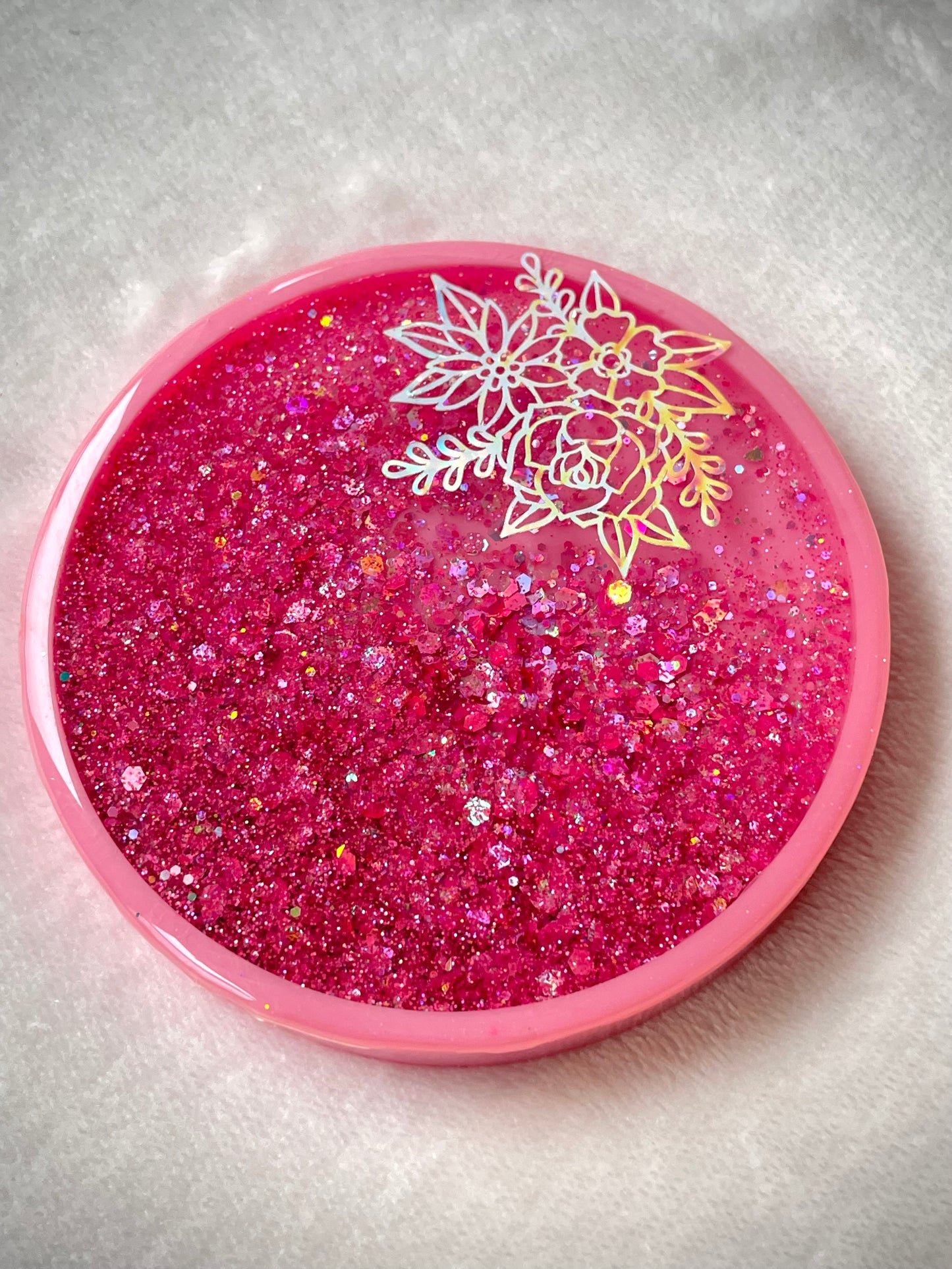Holographic Floral Snow Globe Coasters