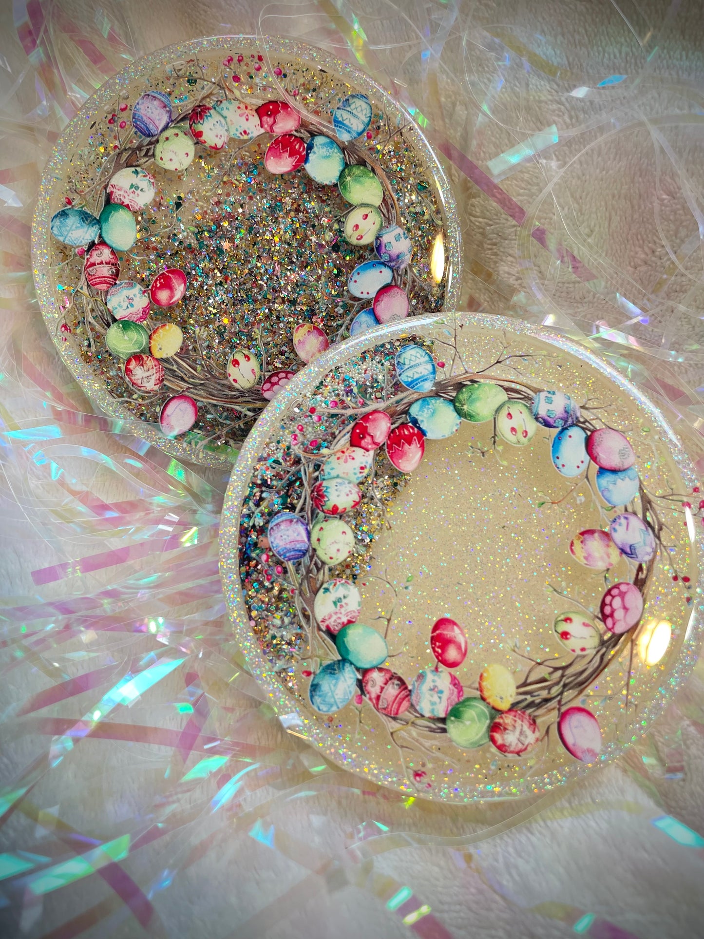 Multicolor/Cream Snow Globe Coasters