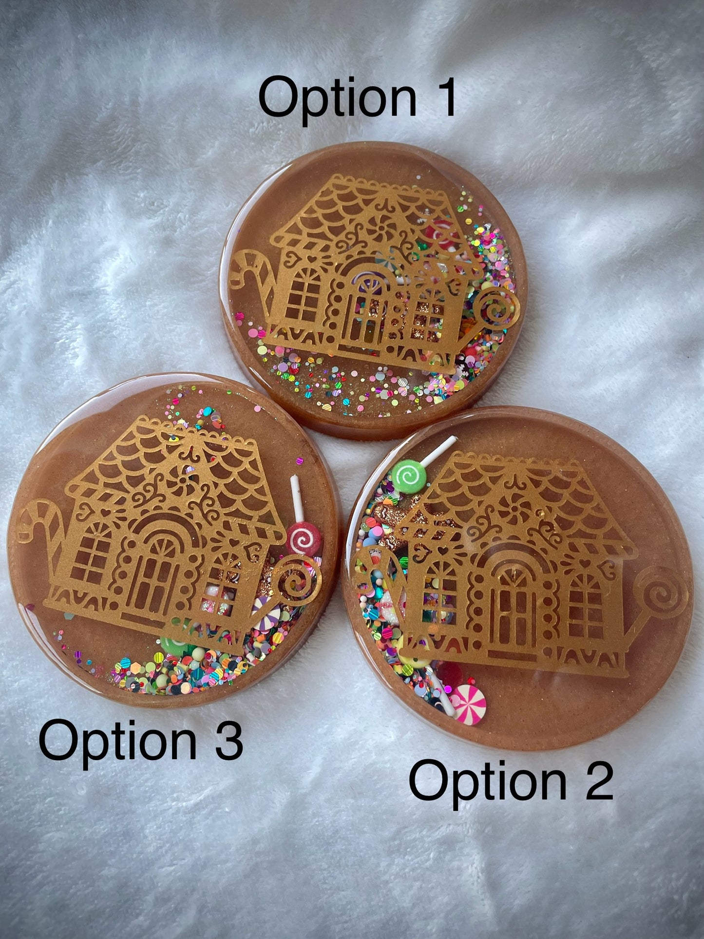 Light Brown Gingerbread House Snow Globe Coaster