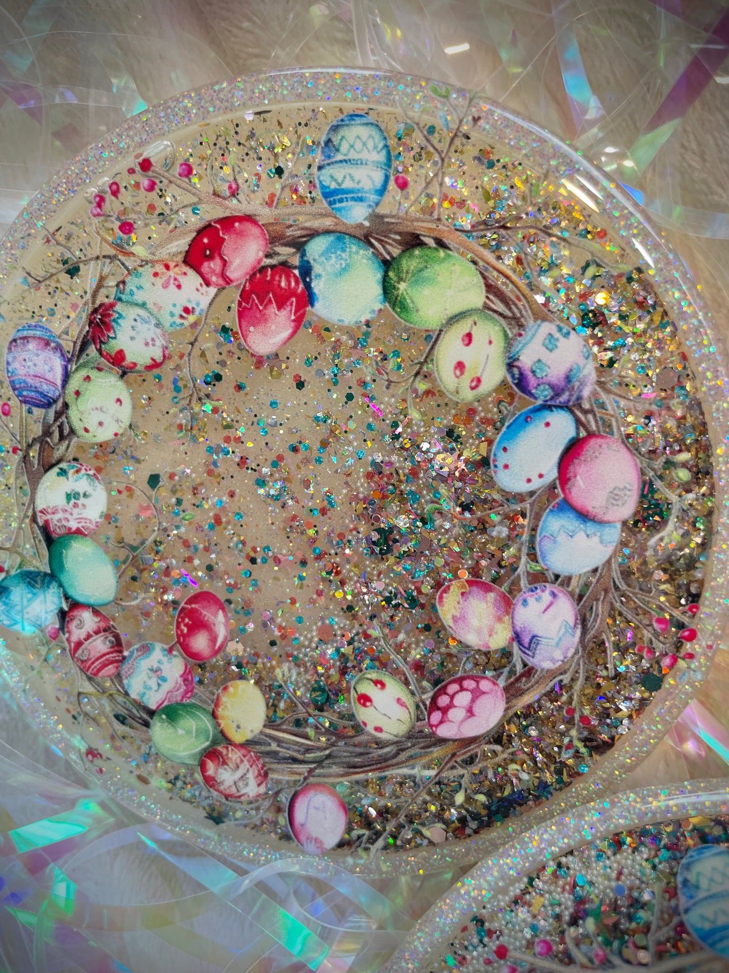 Multicolor/Cream Snow Globe Coasters