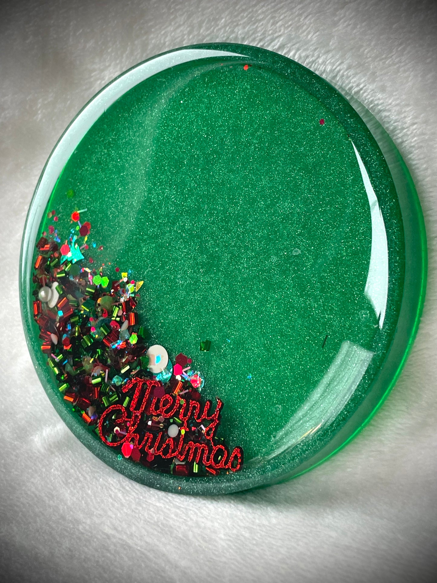 Merry Christmas Snow Globe Coaster