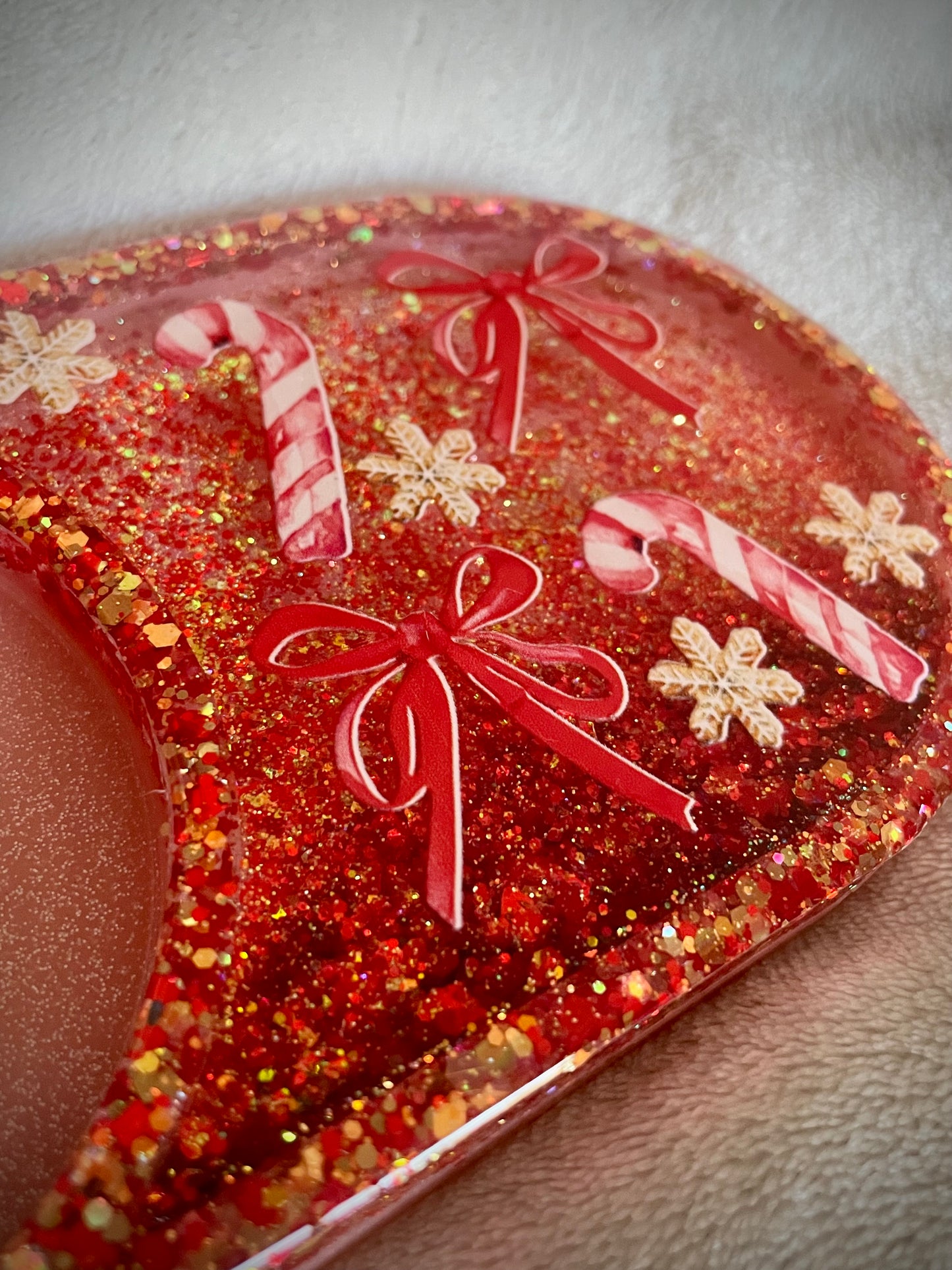 *Coquette Candy Cane XL Snow Globe Coaster, Option 1/3