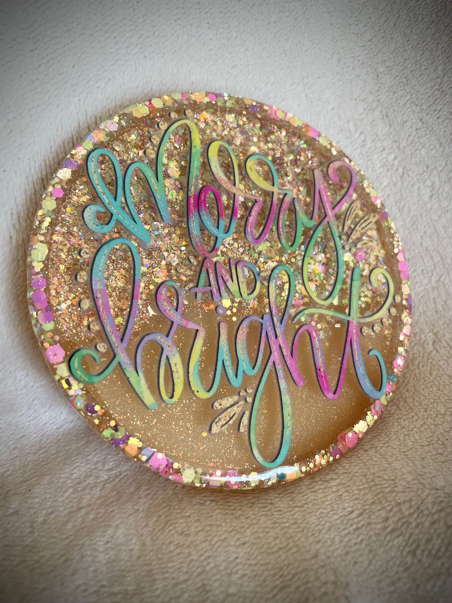 *Merry and Bright Snow Globe Coaster, Option 1/2