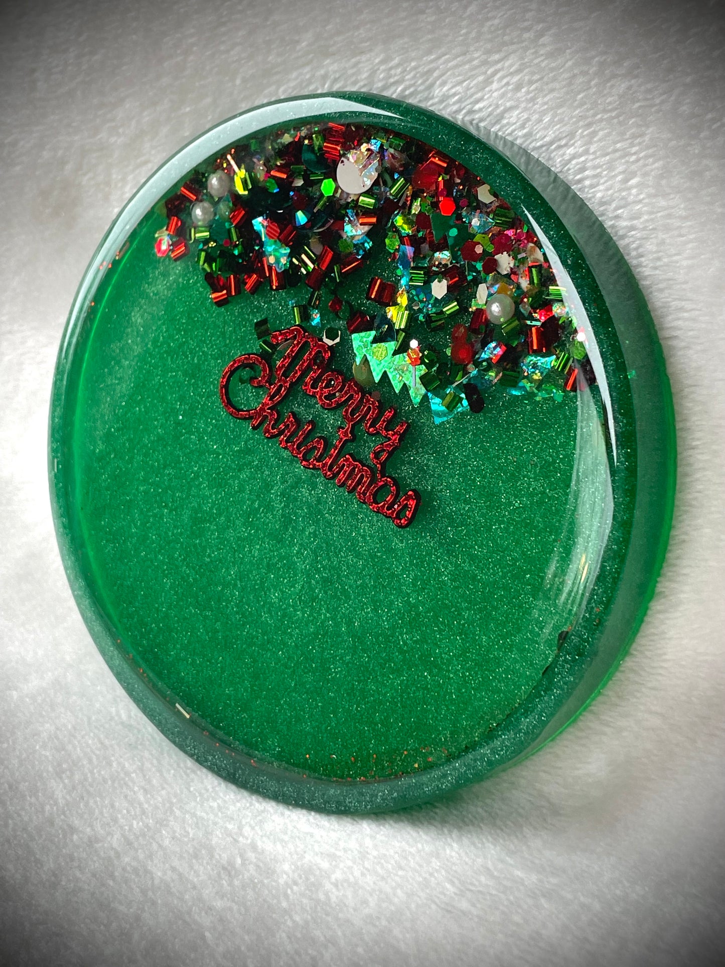 Merry Christmas Snow Globe Coaster