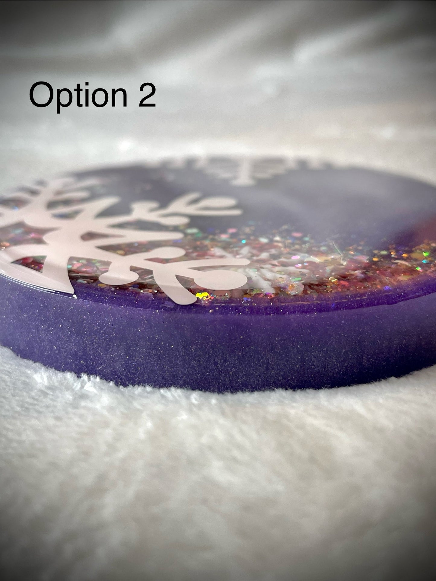 Purple & Pink Snowflake Snow Globe Coasters