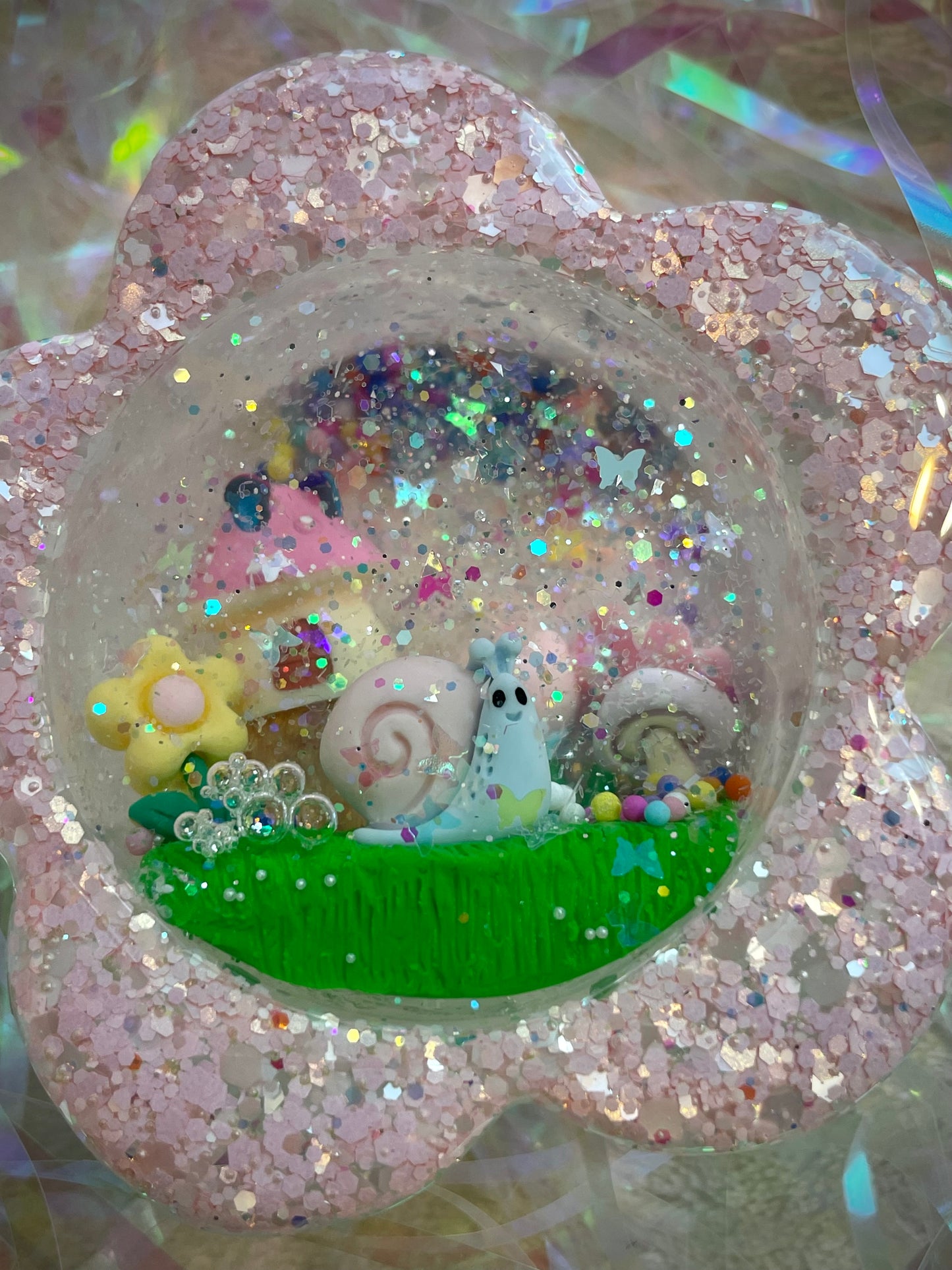 Light Pink Flower Mini Snow Globe