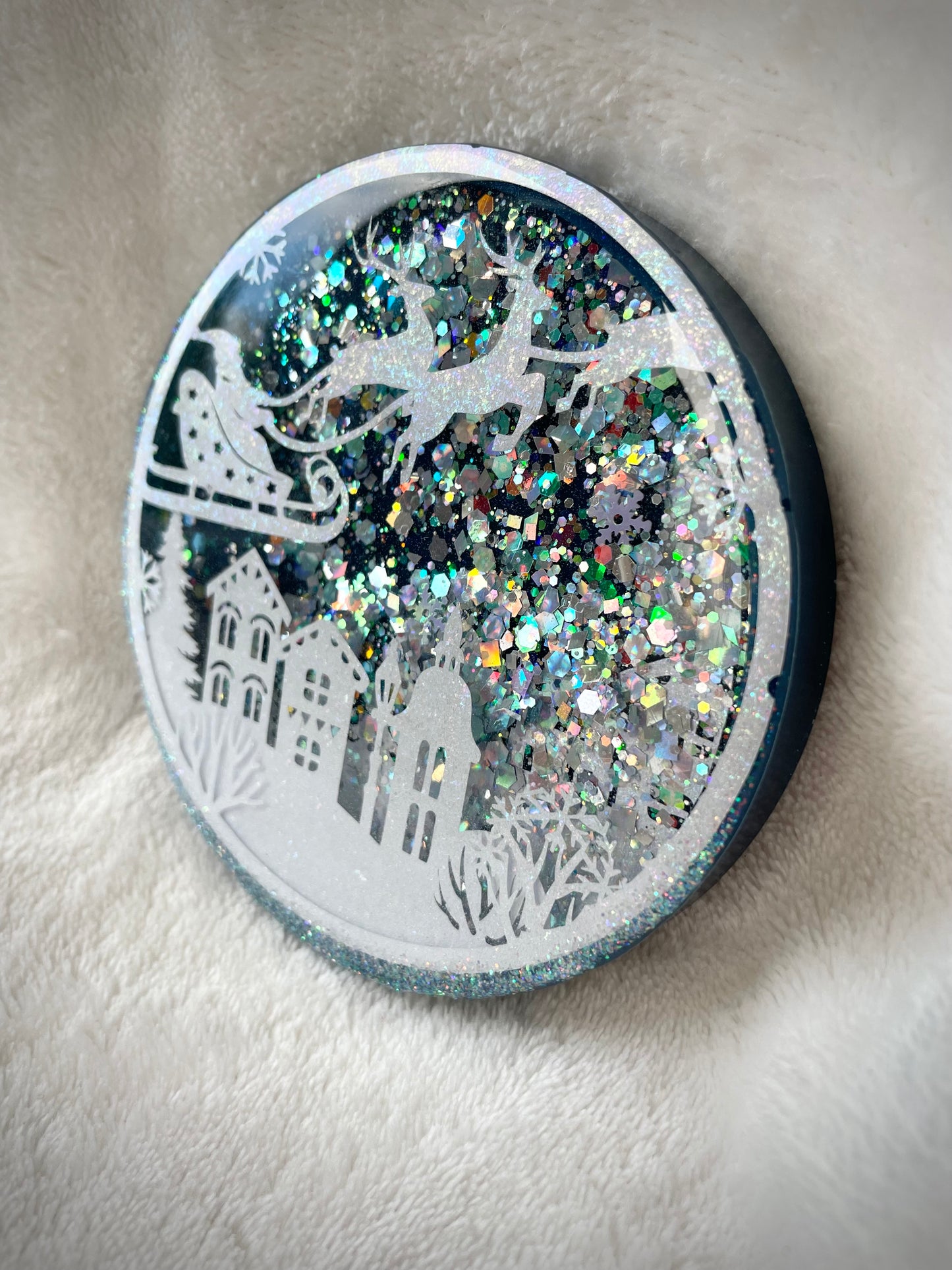 Santa Clause is Coming to Town Snow Globe Coaster, Style 1