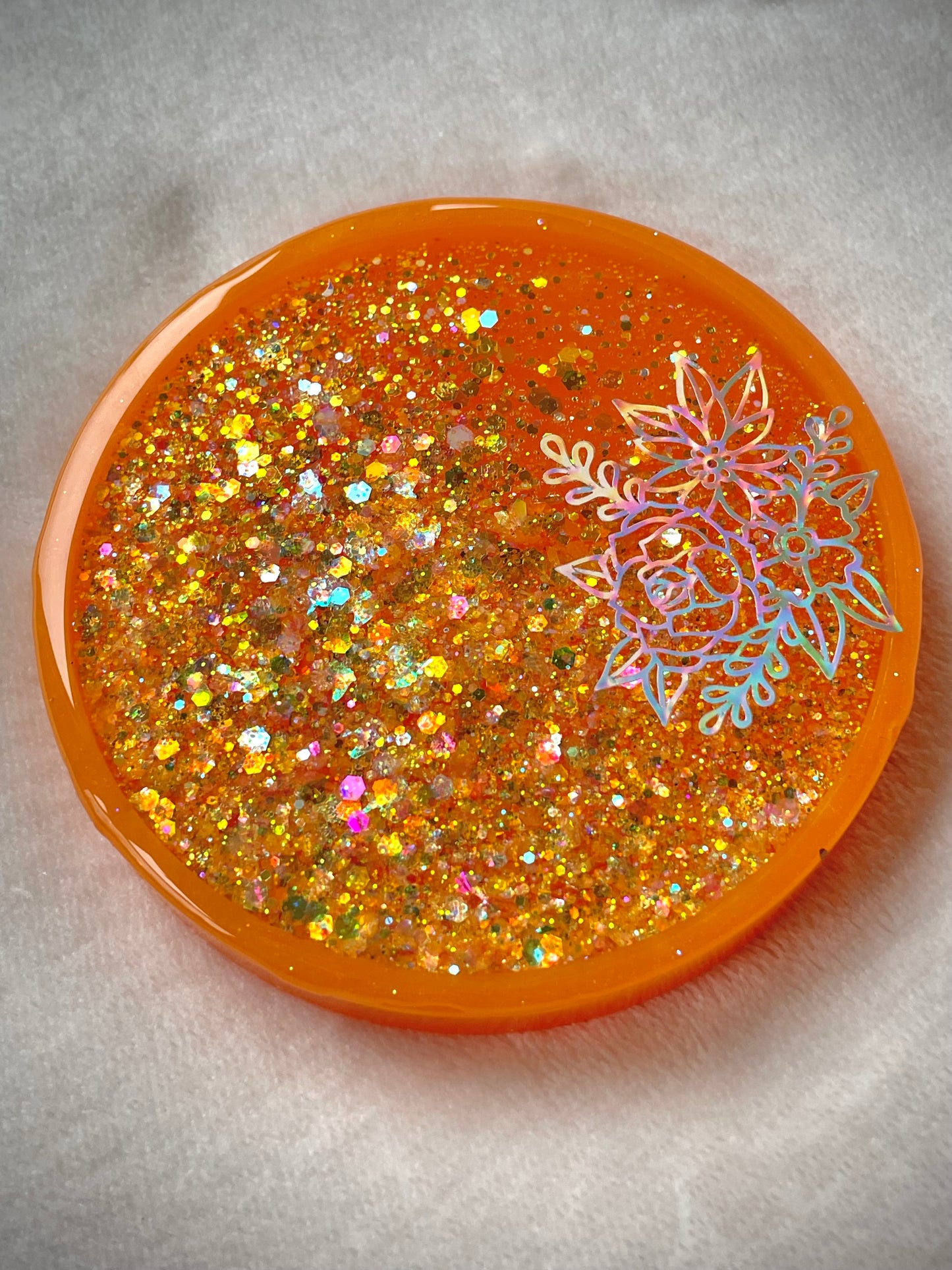 Holographic Floral Snow Globe Coasters