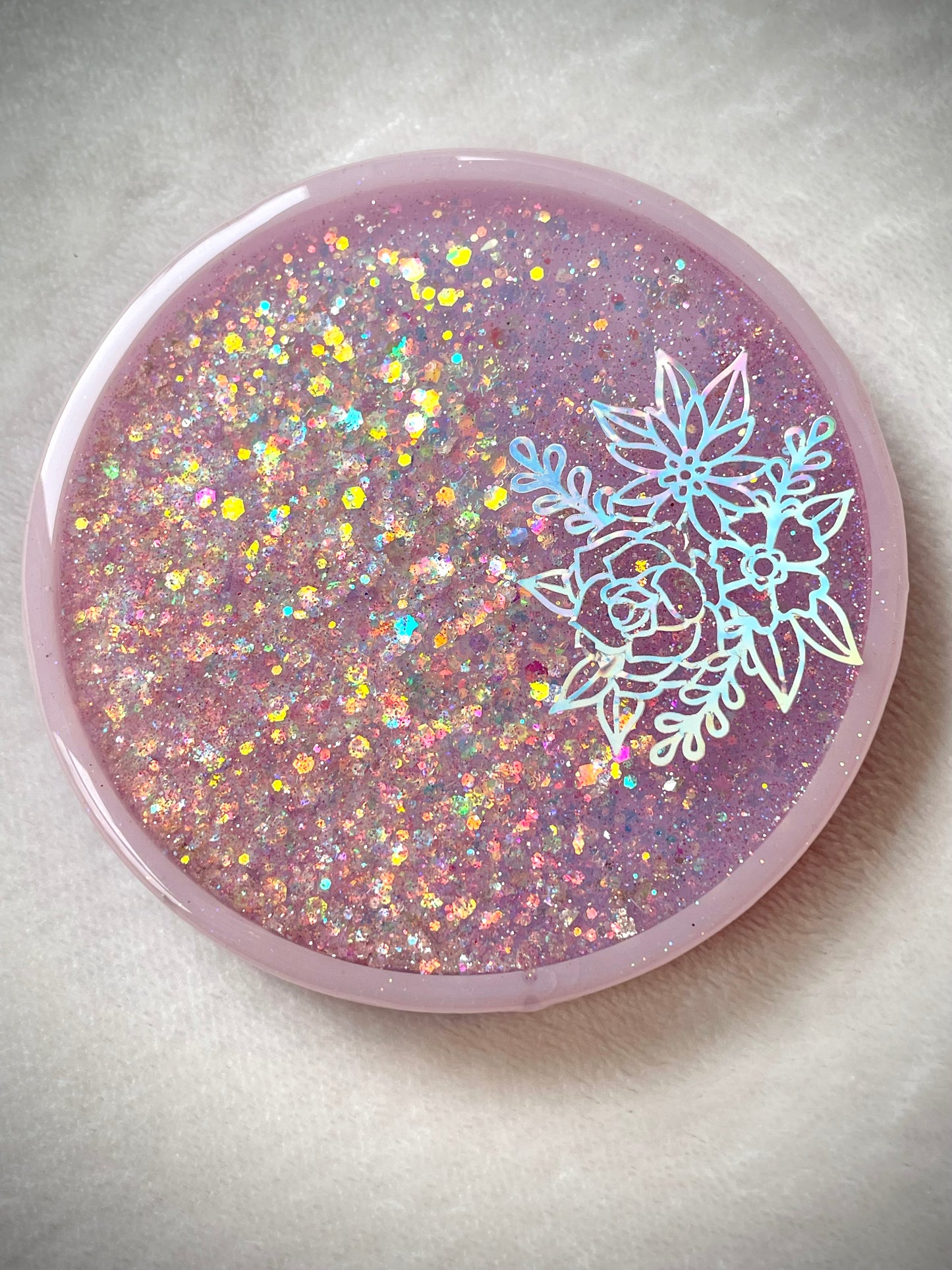 Holographic Floral Snow Globe Coasters
