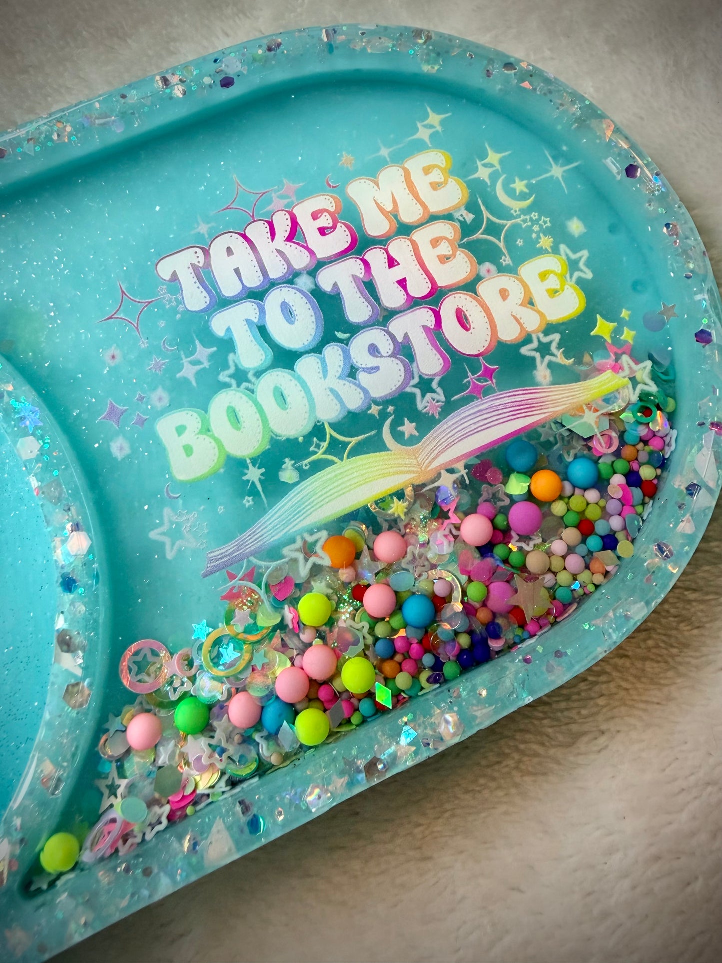 *Bright Take Me to the Bookstore Rainbow XL Snow Globe Coaster