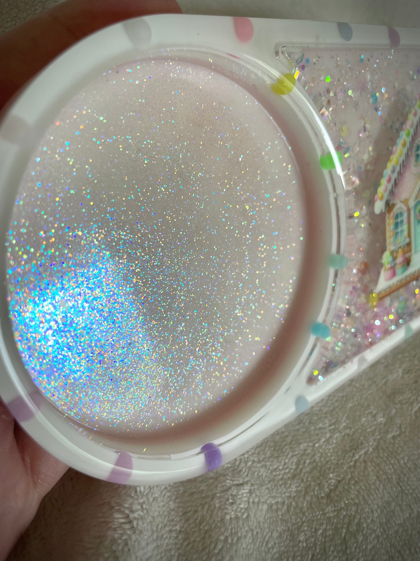 *Pastel Pink Gingerbread House XL Snow Globe Coaster