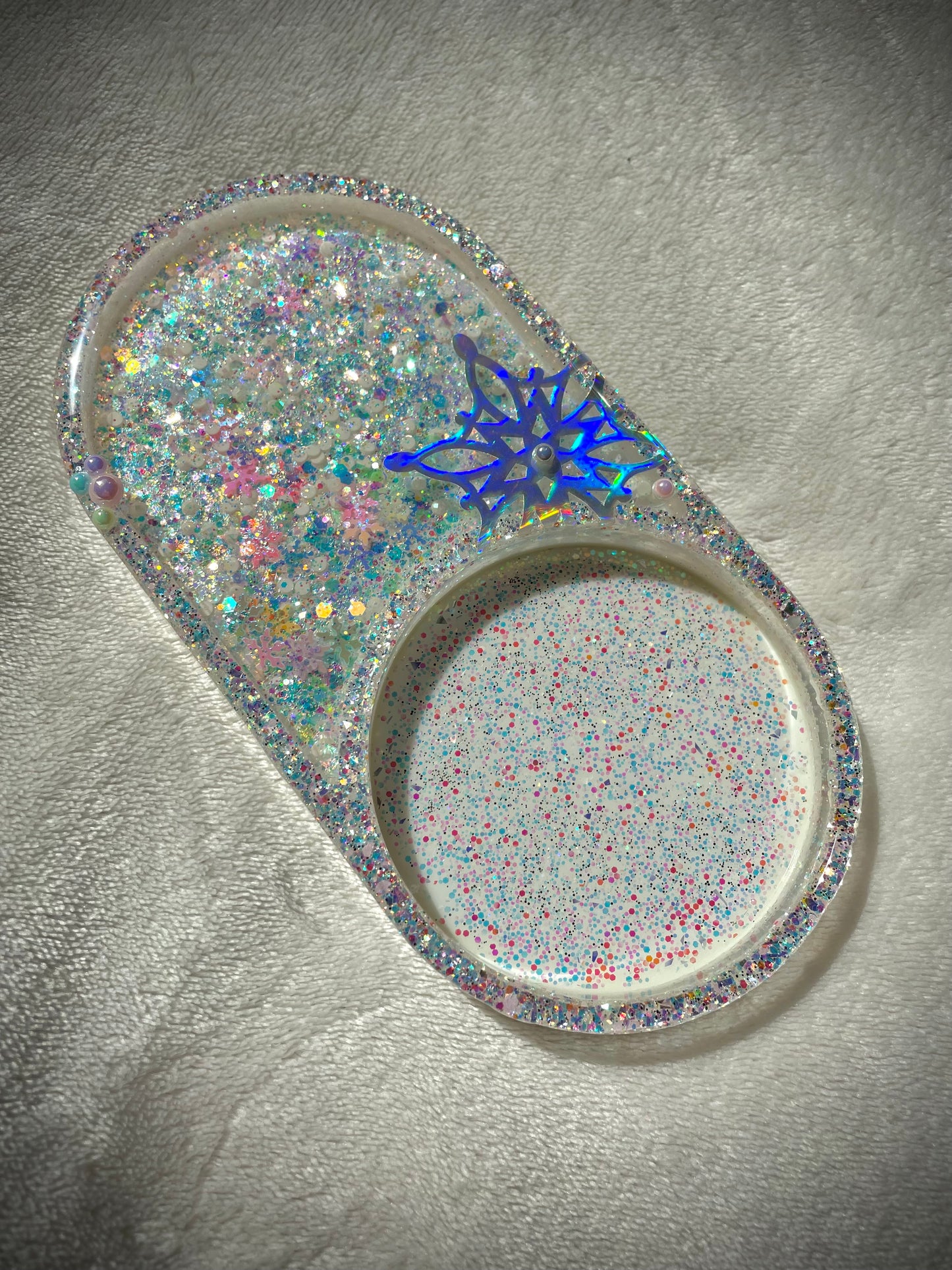 *Holo Snowflake XL Snow Globe Coaster