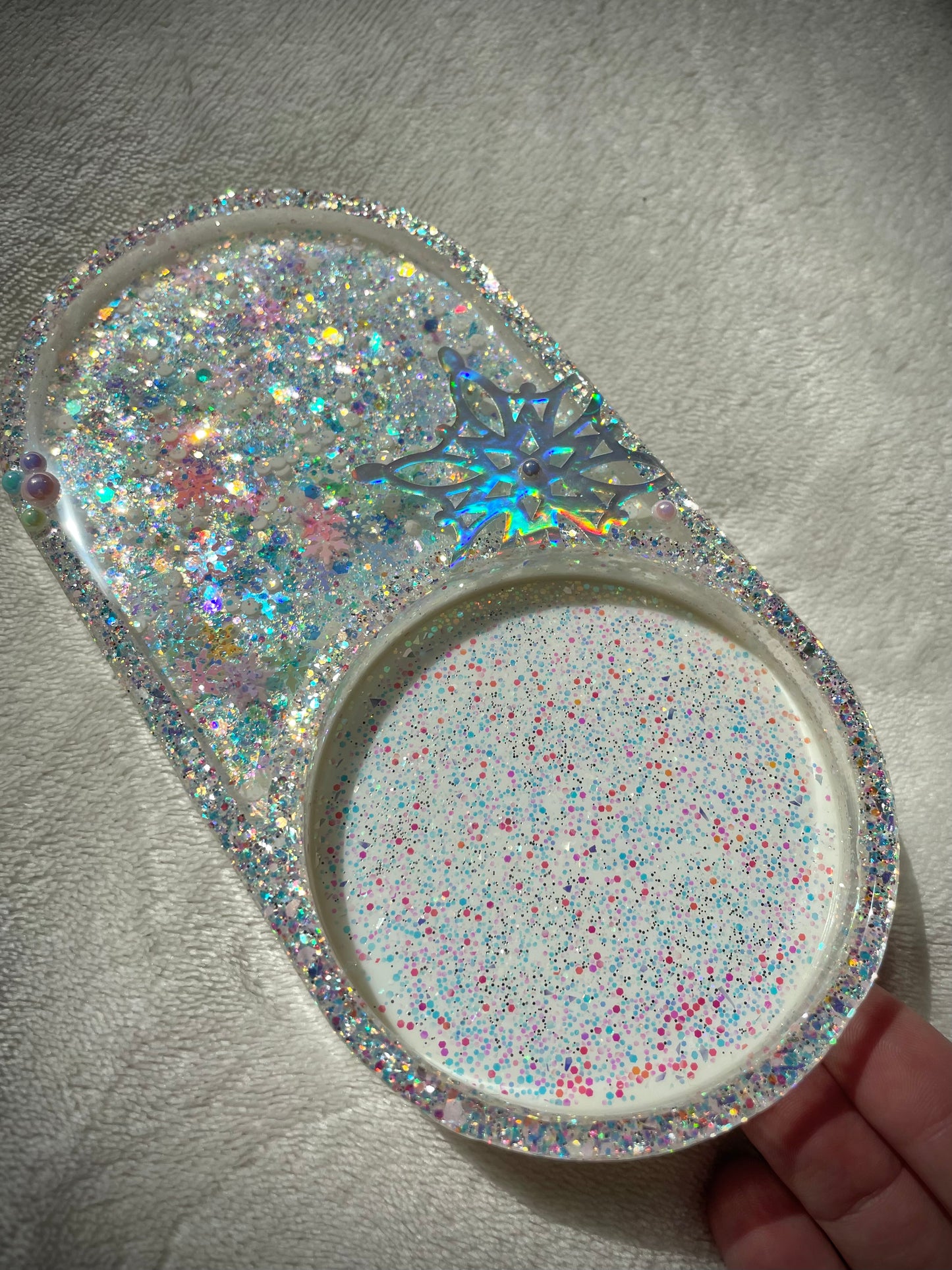 *Holo Snowflake XL Snow Globe Coaster